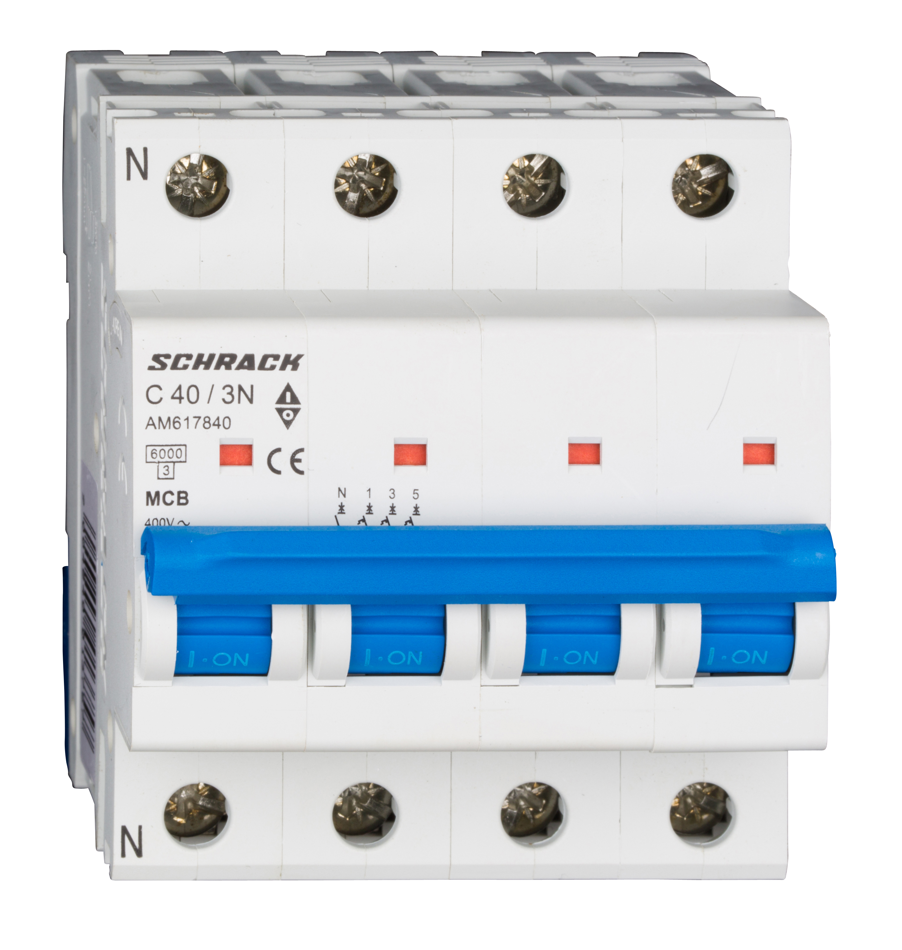 Intrerupator Automat MCB AMPARO Tetrapolar 3P+N Curba C 40A 6kA Schrack AM617840--