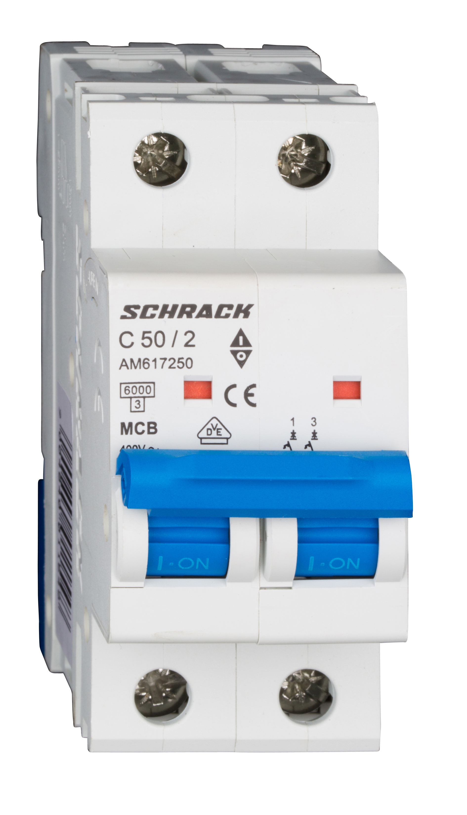 Intrerupator, Automat, MCB, AMPARO, Bipolar, 2P, Curba, C, 50A, 6kA, Schrack, AM617250--