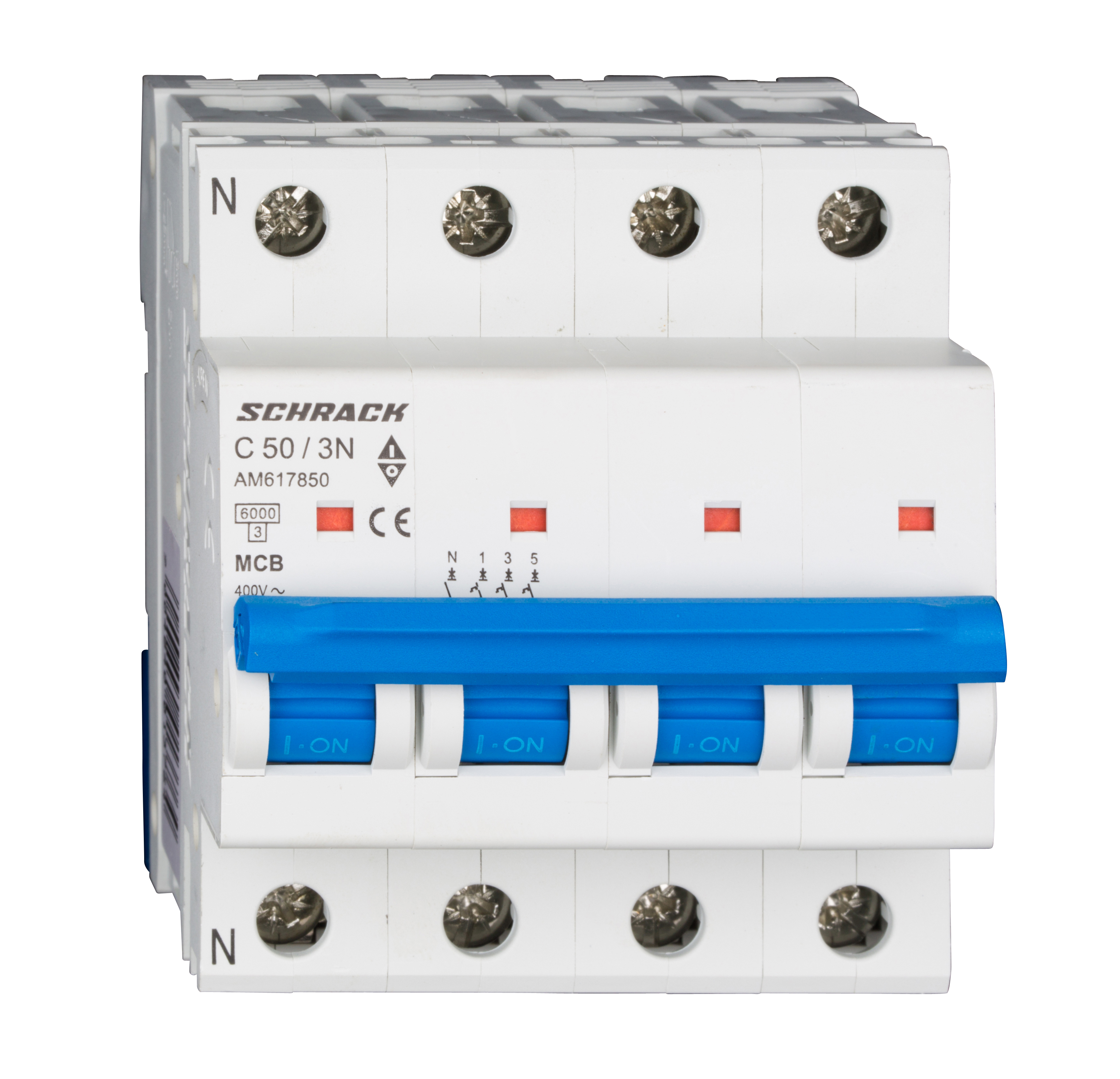 Intrerupator Automat MCB AMPARO Tetrapolar 3P+N Curba C 50A 6kA Schrack AM617850--
