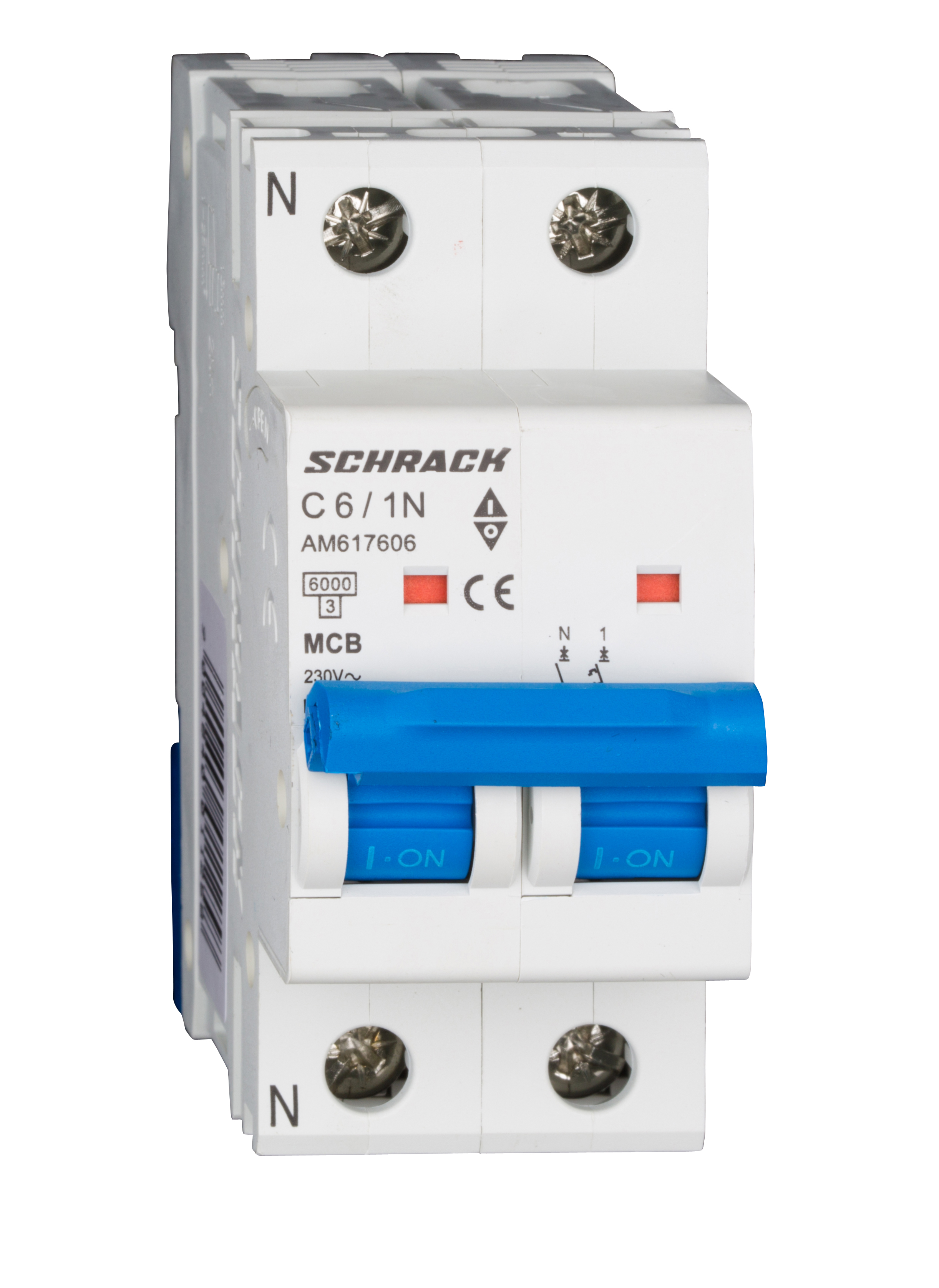 Intrerupator Automat MCB AMPARO Bipolar 1P+N Curba C 6A 6kA Schrack AM617606--