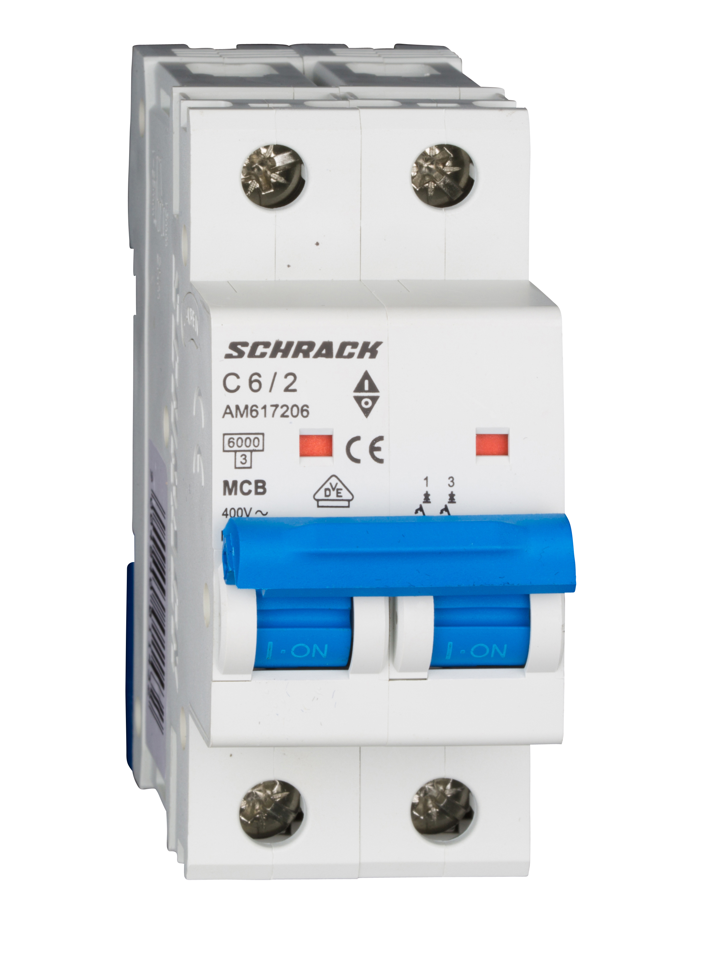 Intrerupator Automat MCB AMPARO Bipolar 2P Curba C 6A 6kA Schrack AM617206--