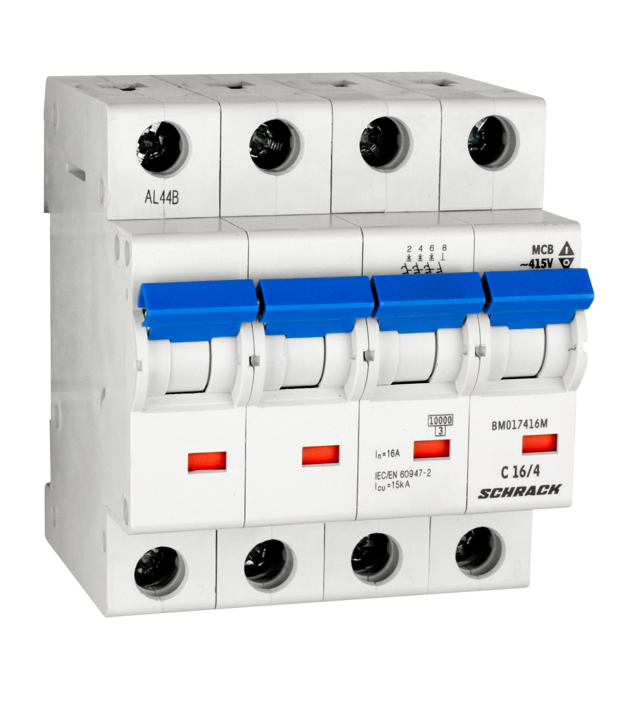 Intrerupator, automat, mcb, tetrapolar, 4p, curba, c, 16a, 40°c, 10ka, schrack, bm017416me