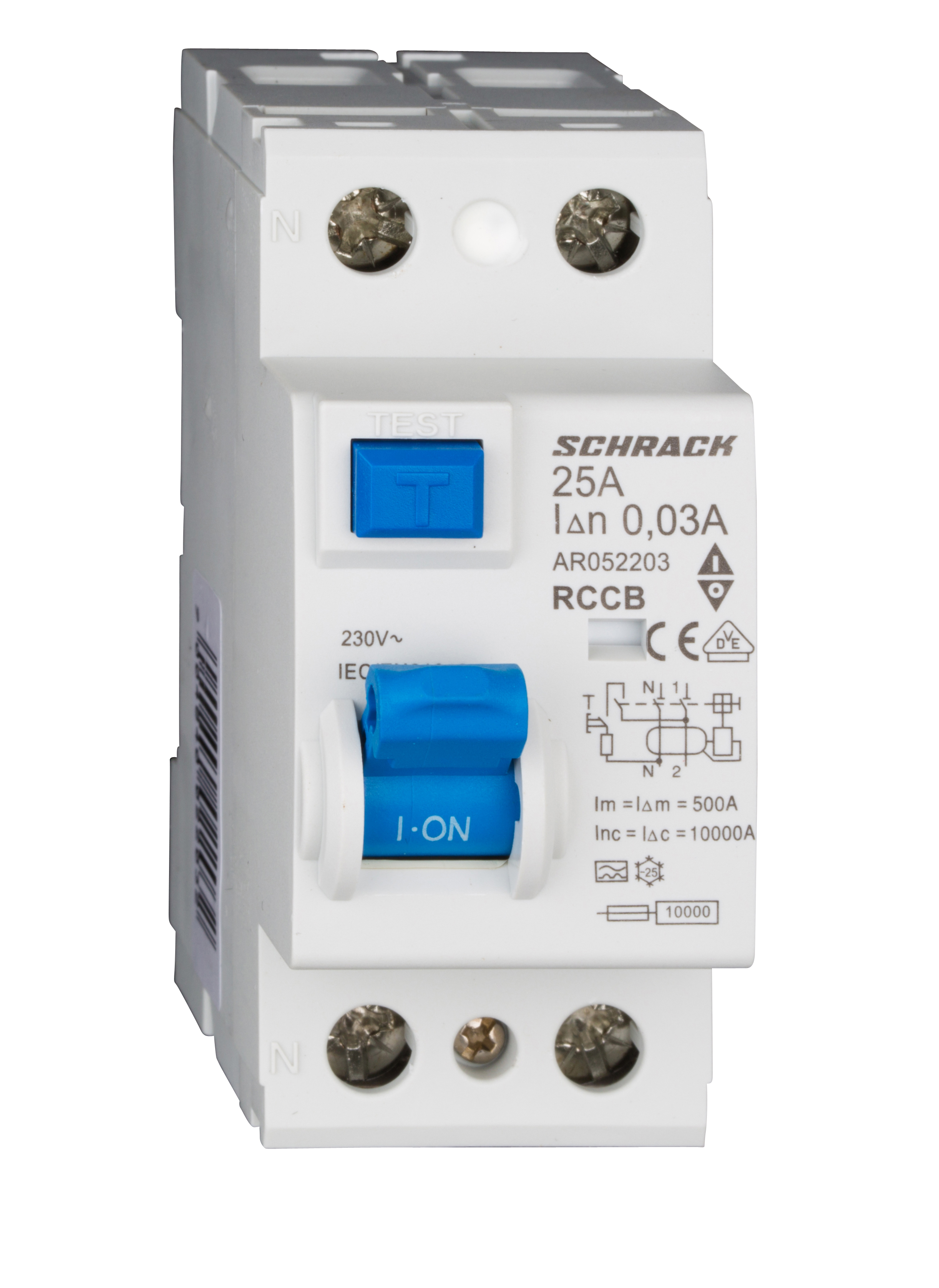 Intrerupator, diferential, Schrack, AMPARO, Tip A, Bipolar, 2P, 25A, 30mA, 10kA