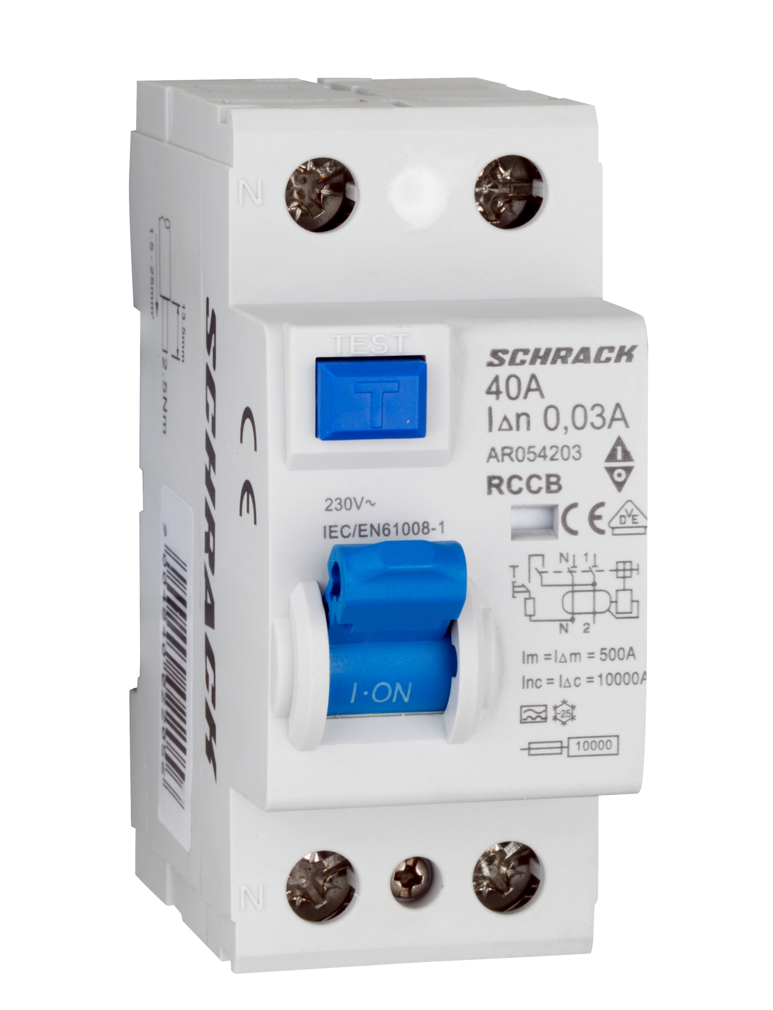 Intrerupator, diferential, Schrack, AMPARO, Tip A, Bipolar, 2P, 40A, 30mA, 10kA