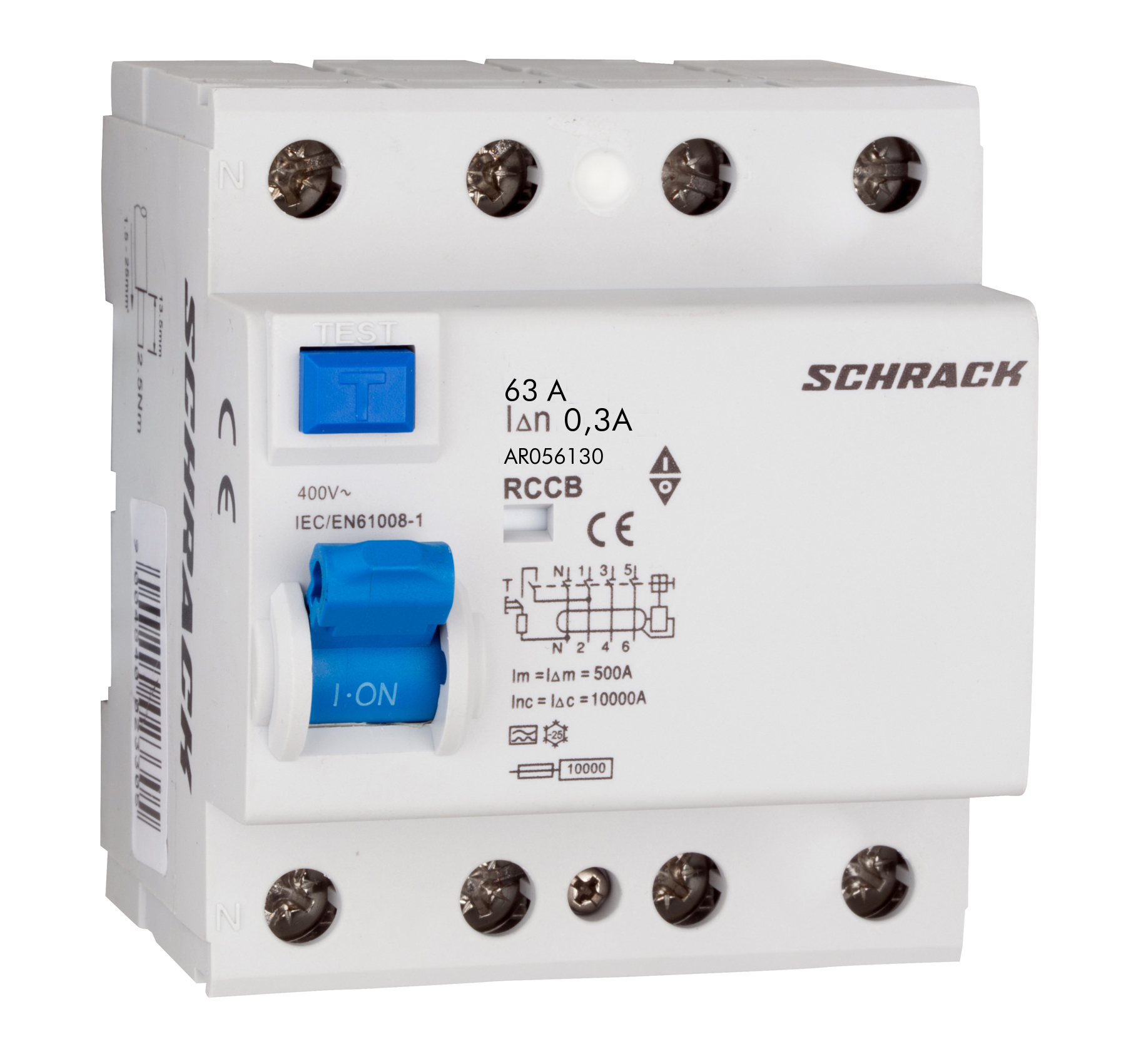 Intrerupator, diferential, Schrack, AMPARO, Tip A, Tetrapolar, 4P, 63A, 300mA, 10kA