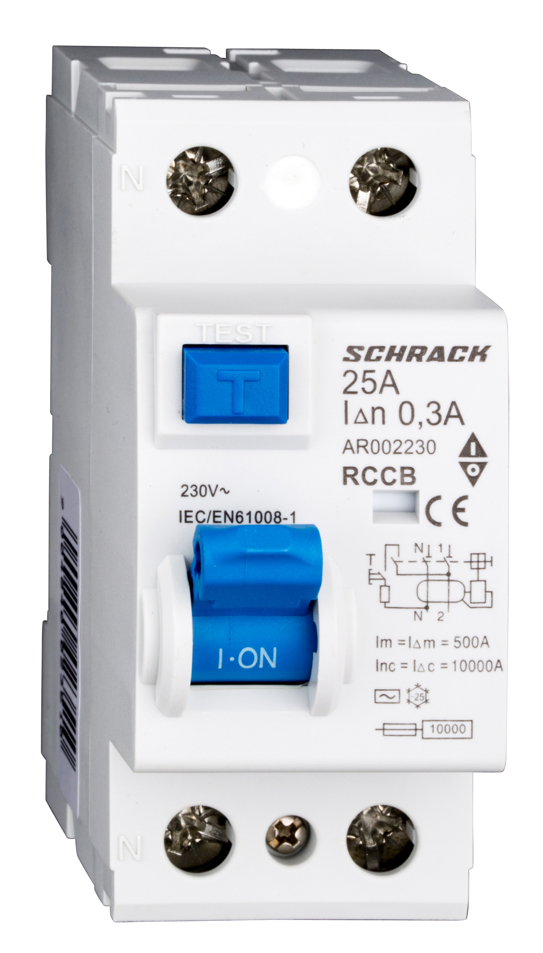 Intrerupator, diferential, Schrack, AMPARO, Tip AC, Bipolar, 2P, 25A, 300mA, 10kA