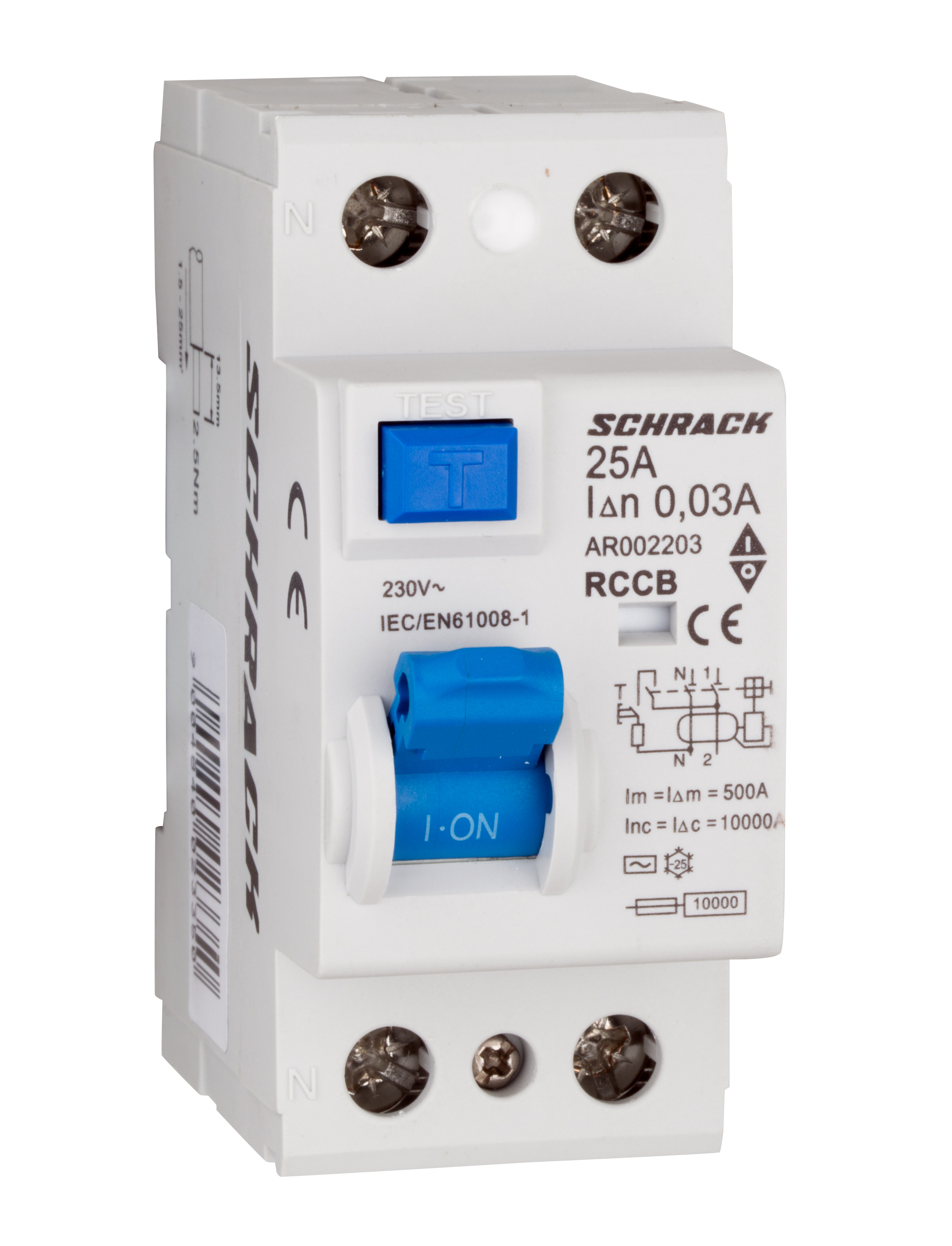 Intrerupator, diferential, Schrack, AMPARO, Tip AC, Bipolar, 2P, 25A, 30mA, 10kA