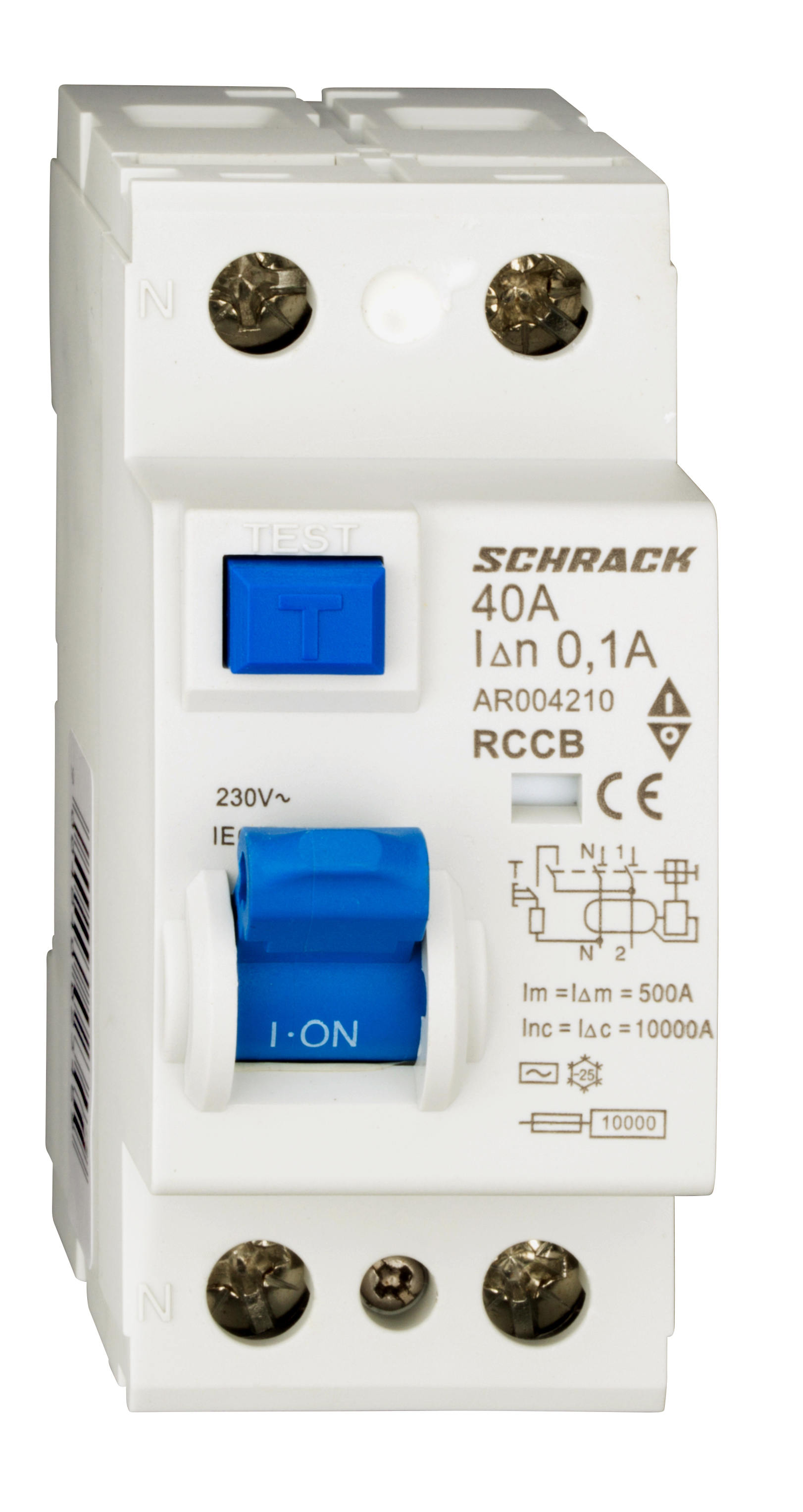 Intrerupator, diferential, Schrack, AMPARO, Tip AC, Bipolar, 2P, 40A, 100mA, 10kA