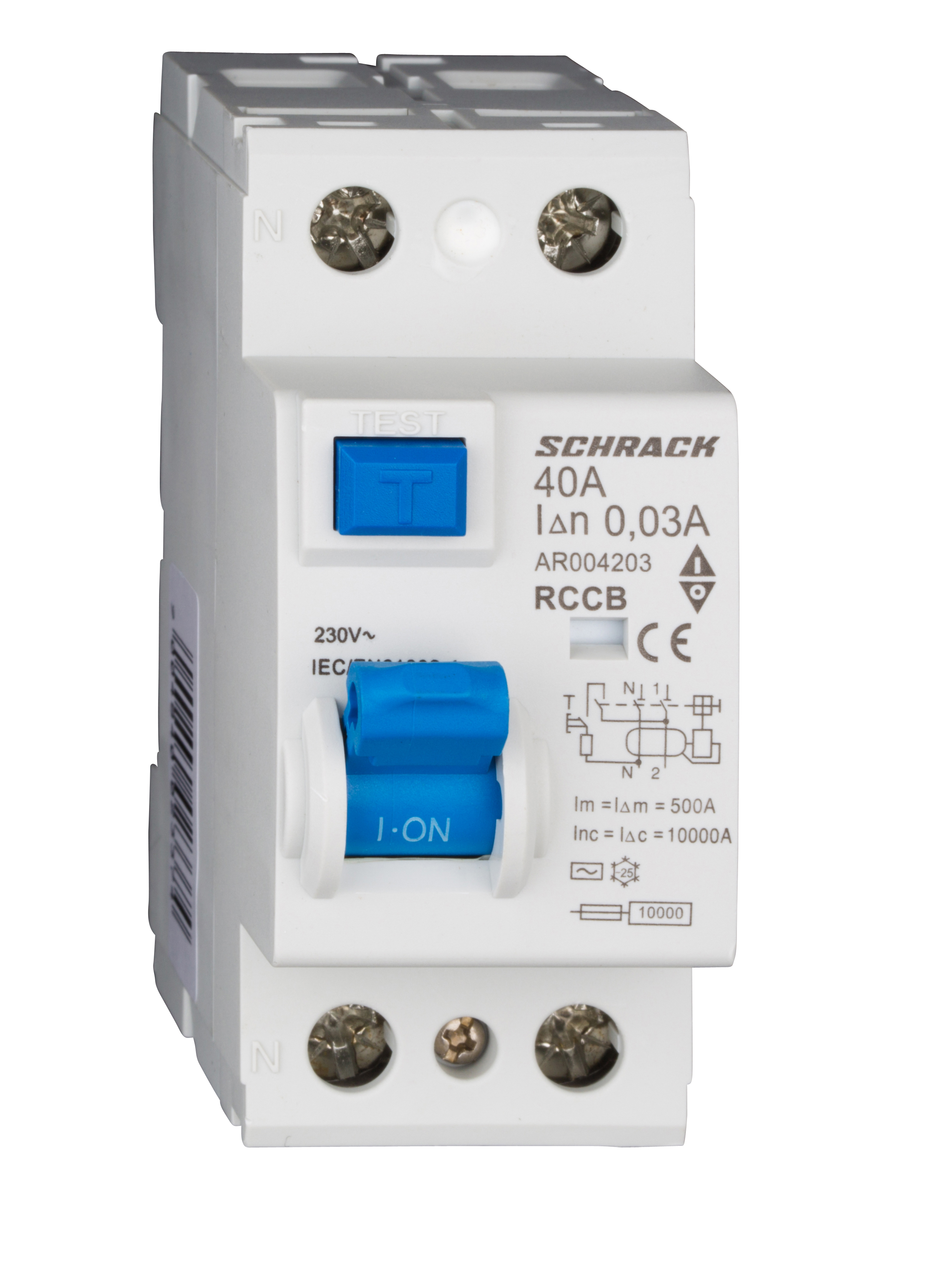Intrerupator, diferential, Schrack, AMPARO, Tip AC, Bipolar, 2P, 40A, 30mA, 10kA