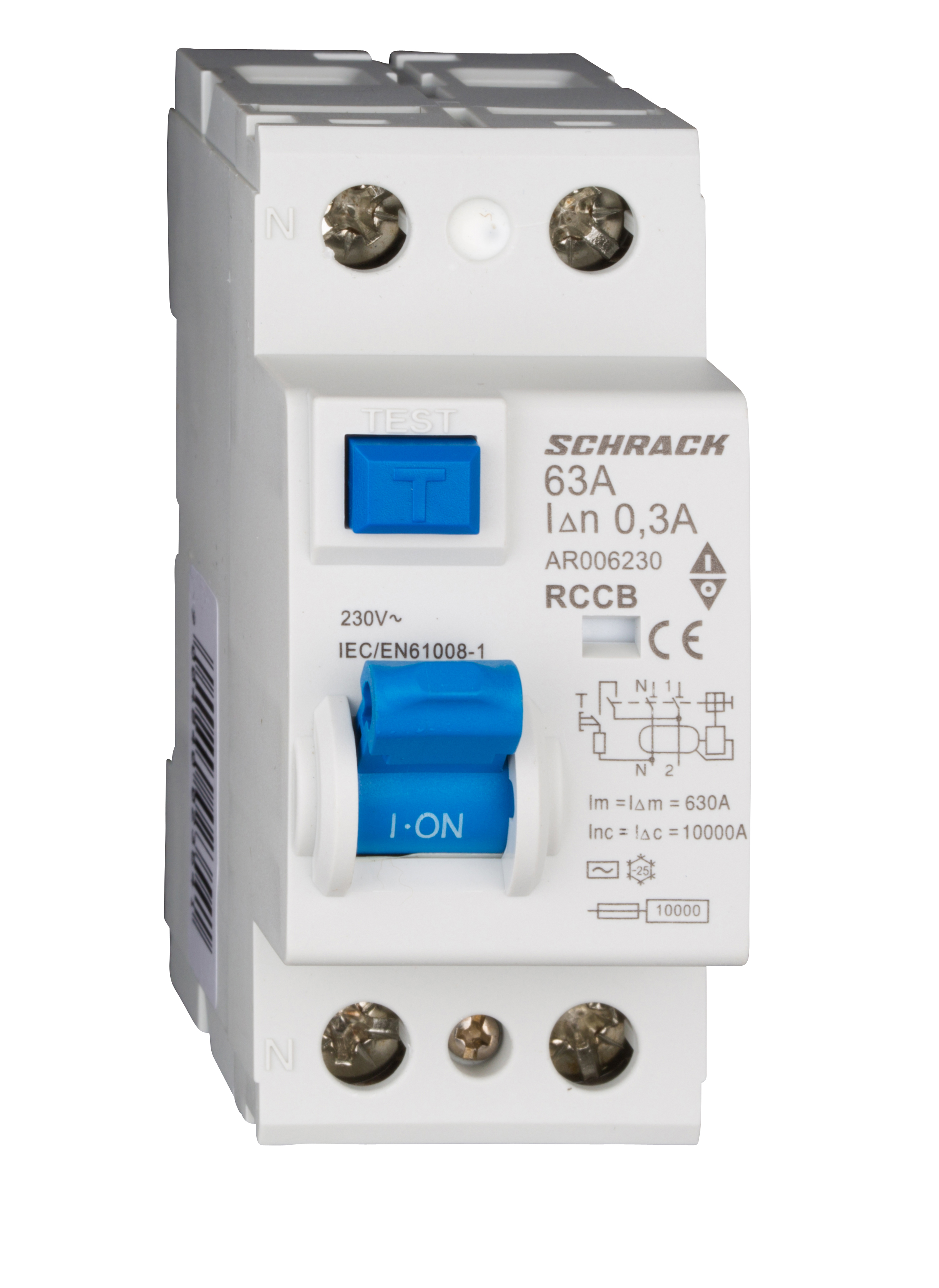 Intrerupator, diferential, Schrack, AMPARO, Tip AC, Bipolar, 2P, 63A, 300mA, 10kA