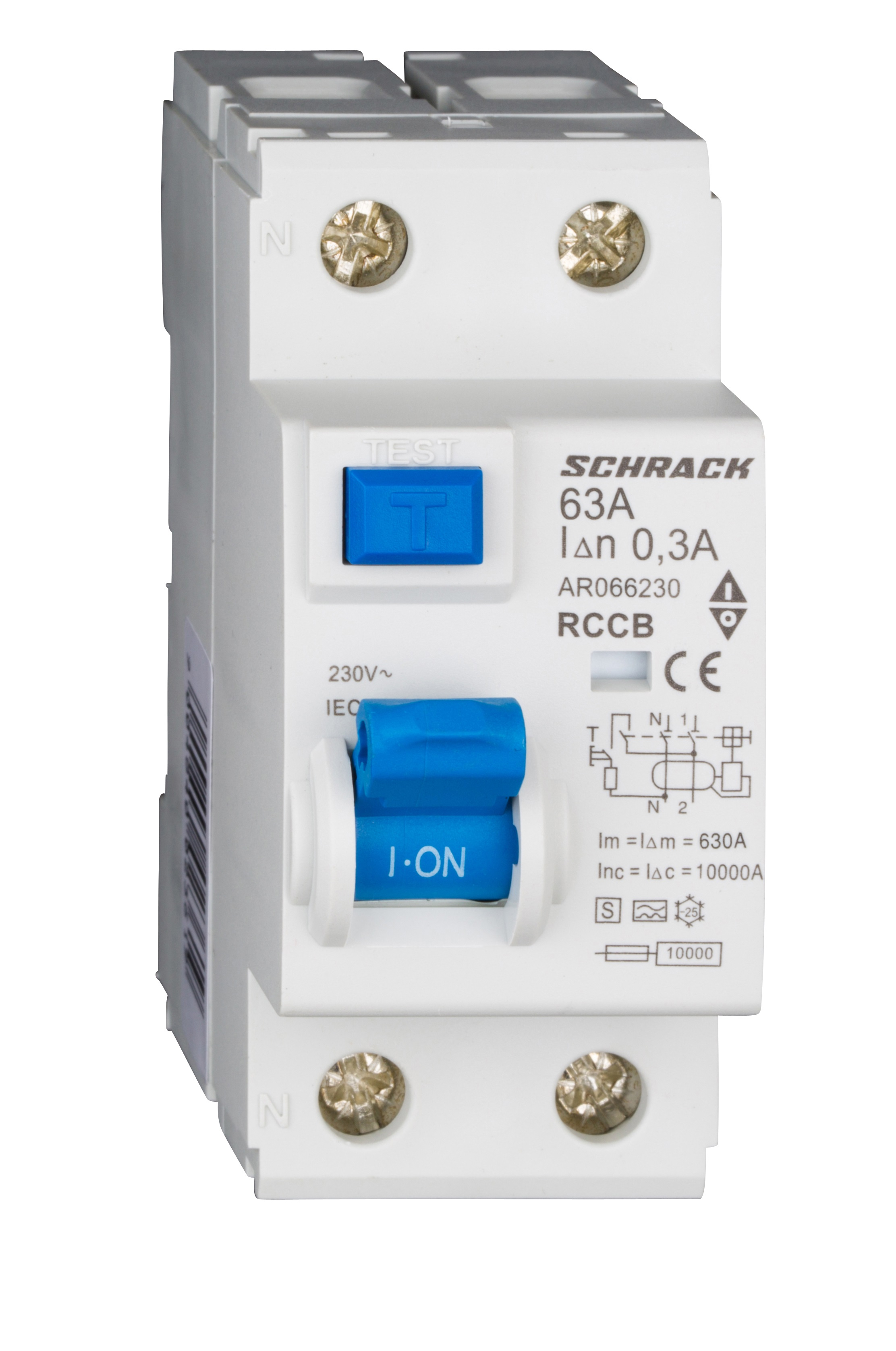 Intrerupator, diferential, schrack, amparo, tip a, s, bipolar, 2p, 63a, 300ma, 10ka