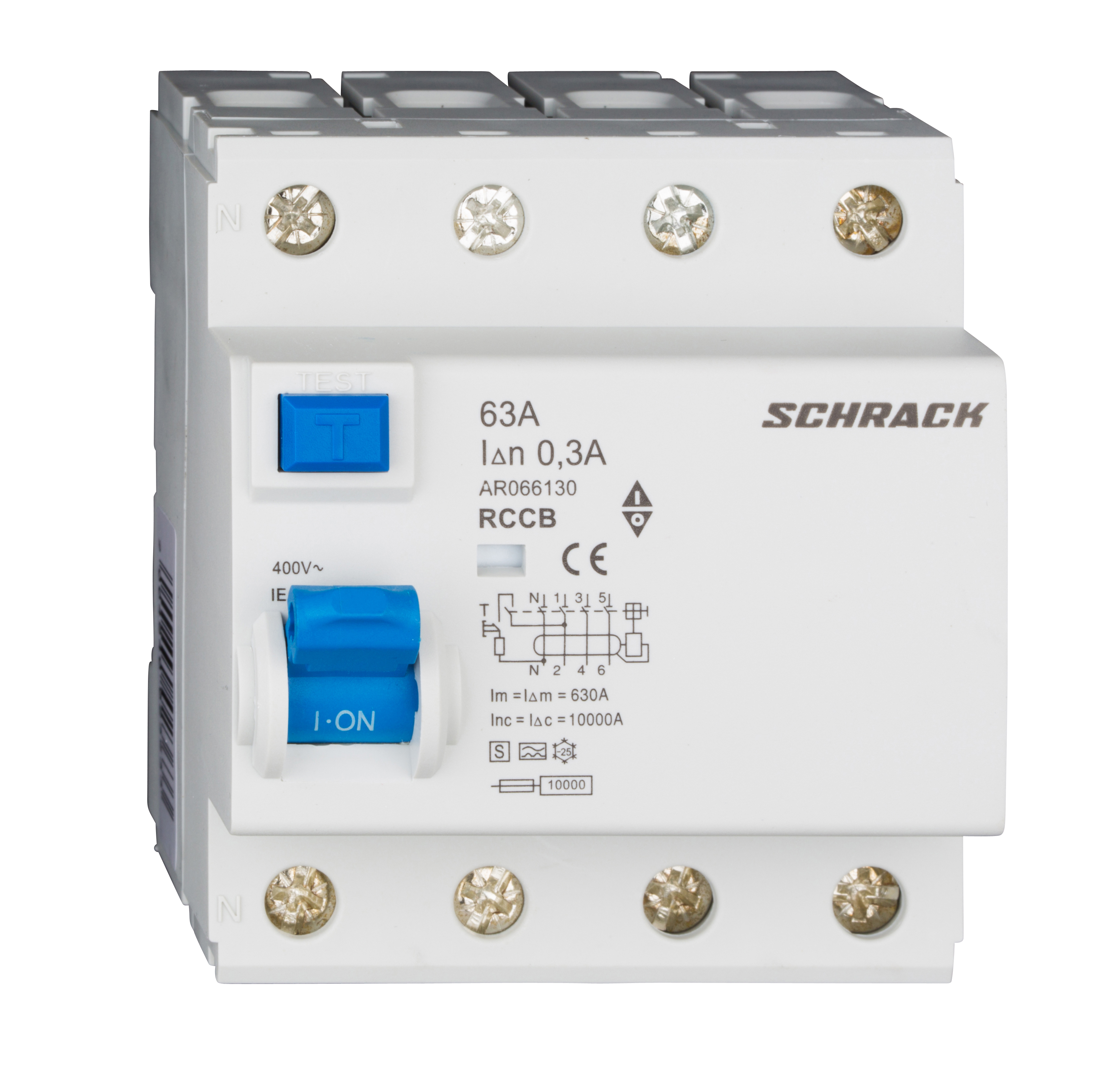 Intrerupator, diferential, Schrack, AMPARO, Tip A, S, Tetrapolar, 4P, 63A, 300mA, 10kA