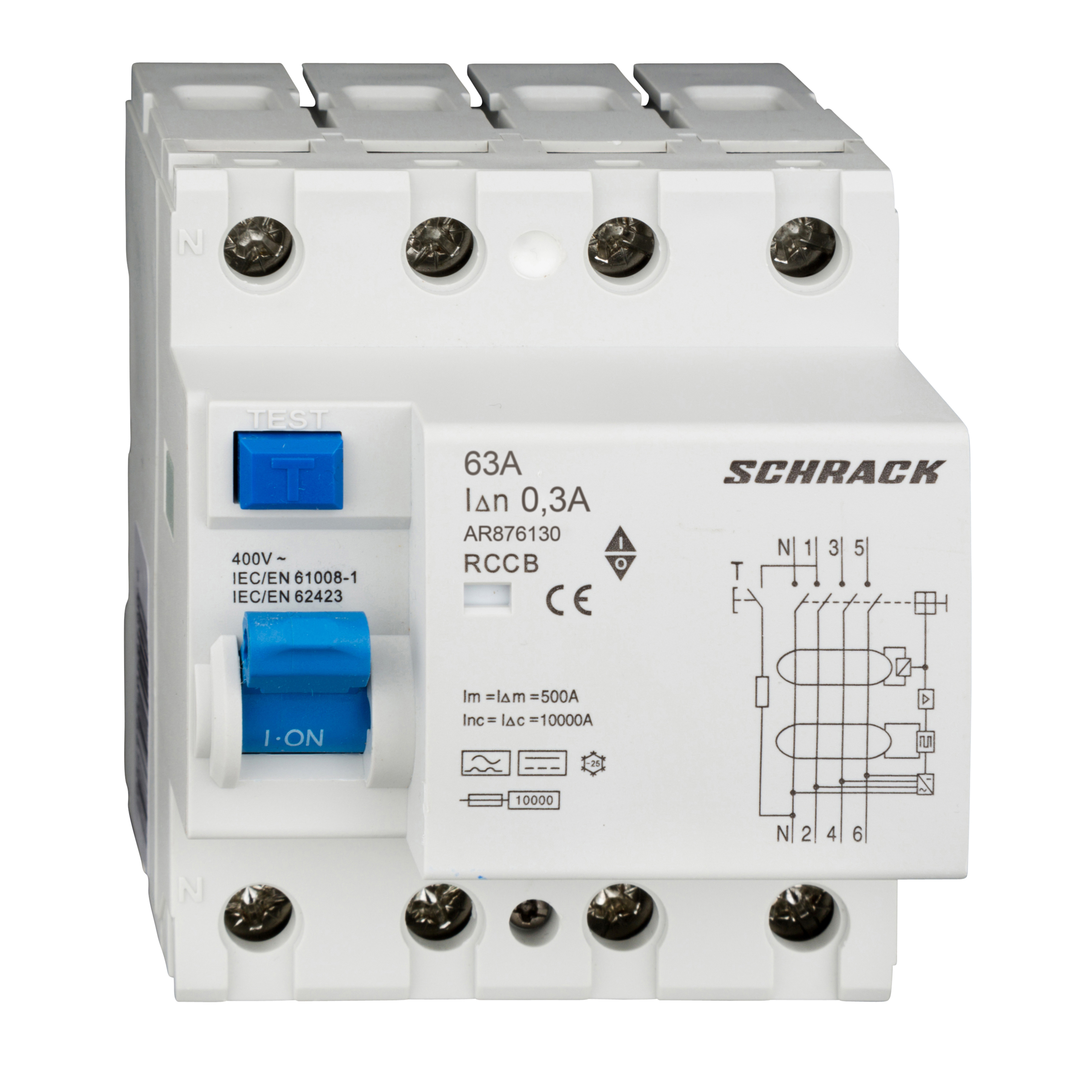 Intrerupator, diferential, schrack, amparo, tip b, tetrapolar, 4p, 63a, 300ma, 10ka