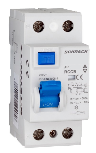 Intrerupator, diferential, Schrack, AMPARO, Tip AC, Bipolar, 2P, 25A, 10mA, 6kA