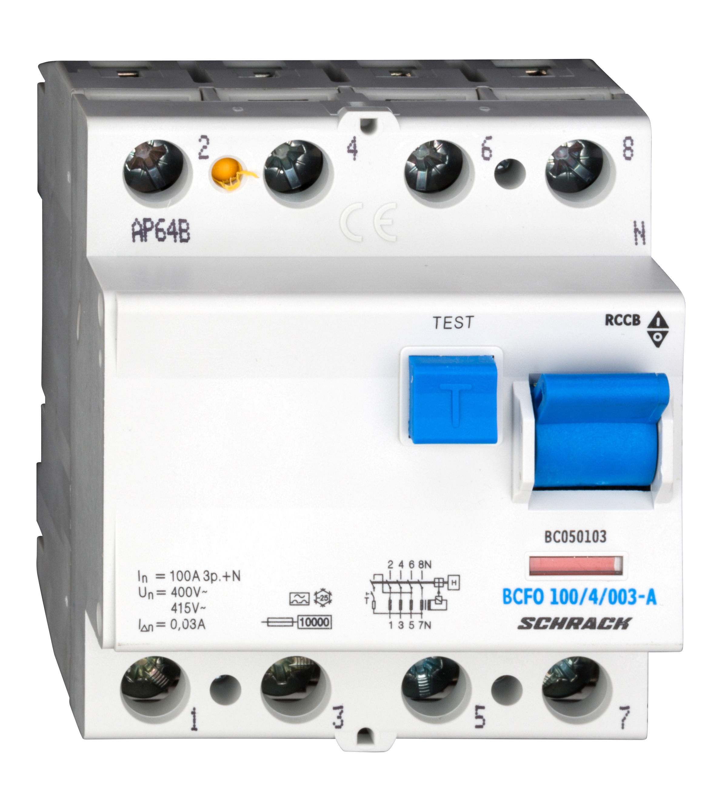 Intrerupator, diferential, schrack, tip a, tetrapolar, 4p, 100a, 30ma, 10ka