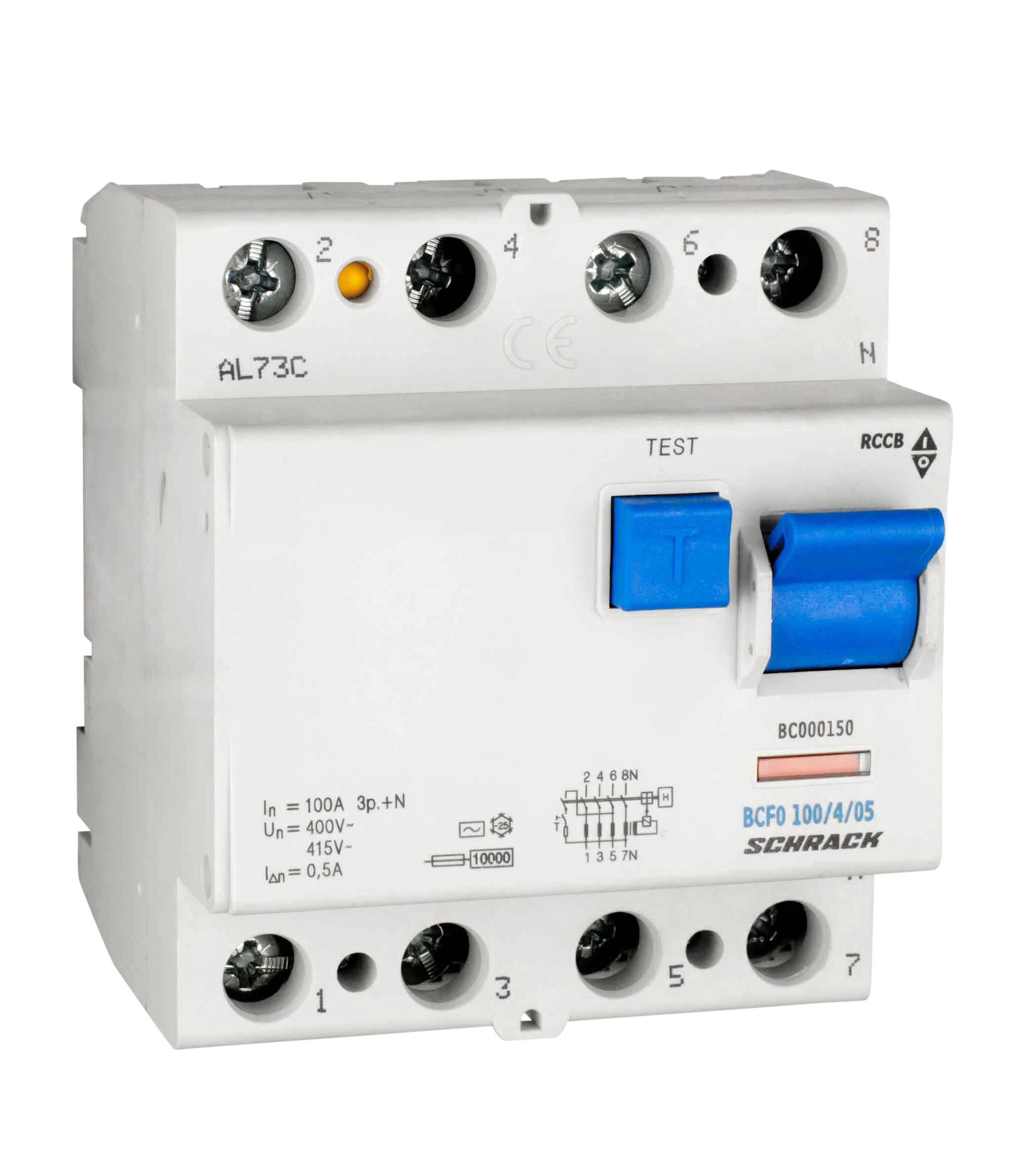 Intrerupator, diferential, schrack, tip ac, tetrapolar, 4p, 100a, 500ma, 10ka