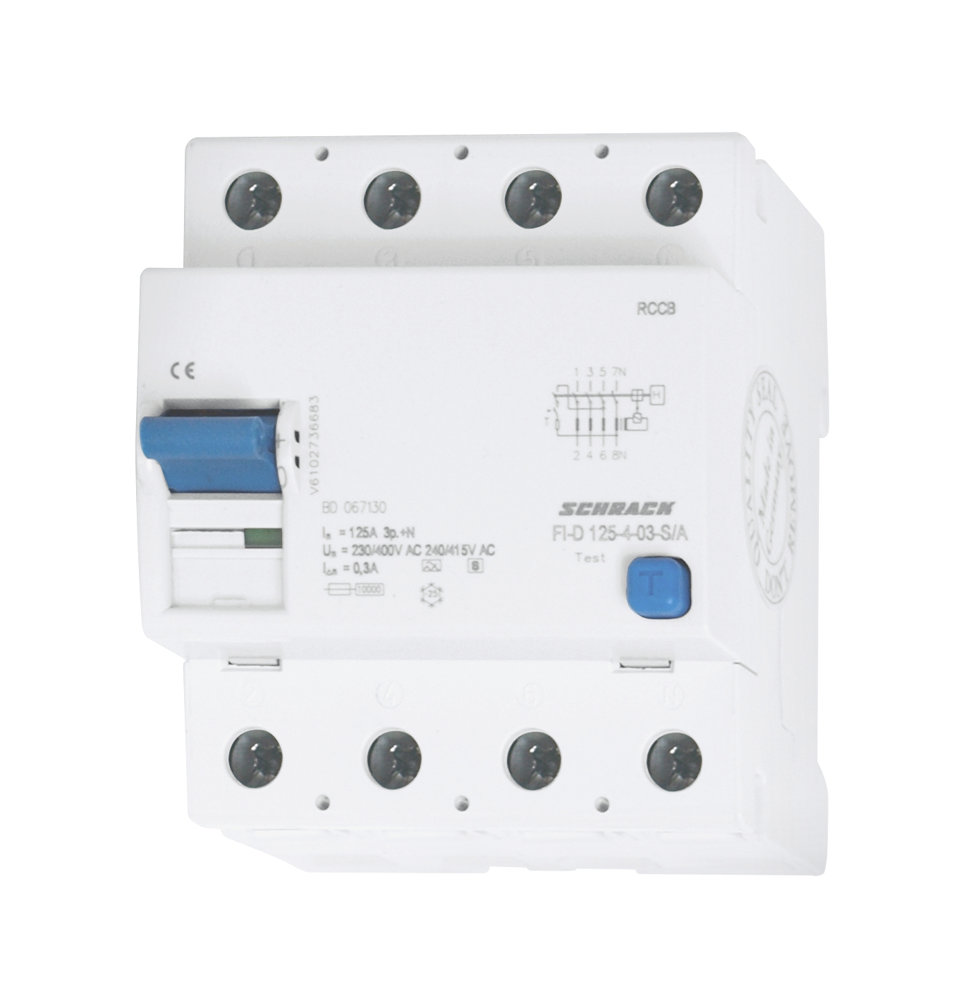 Intrerupator, diferential, schrack, tip a (puls), tetrapolar, 4p, curba s, 125a, 300ma, 10ka
