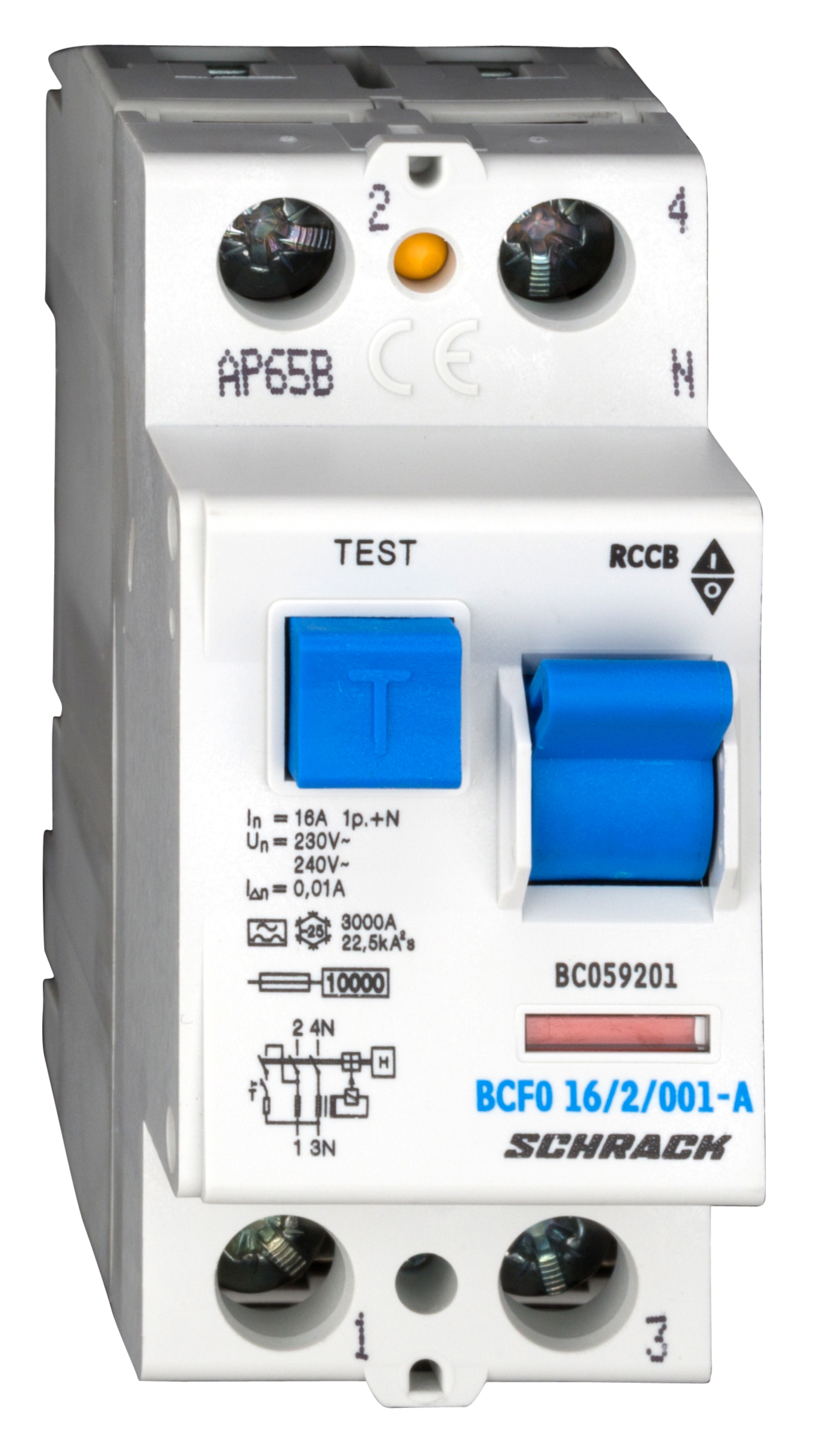 Intrerupator, diferential, schrack, tip a, bipolar, 2p, 16a, 10ma, 10ka