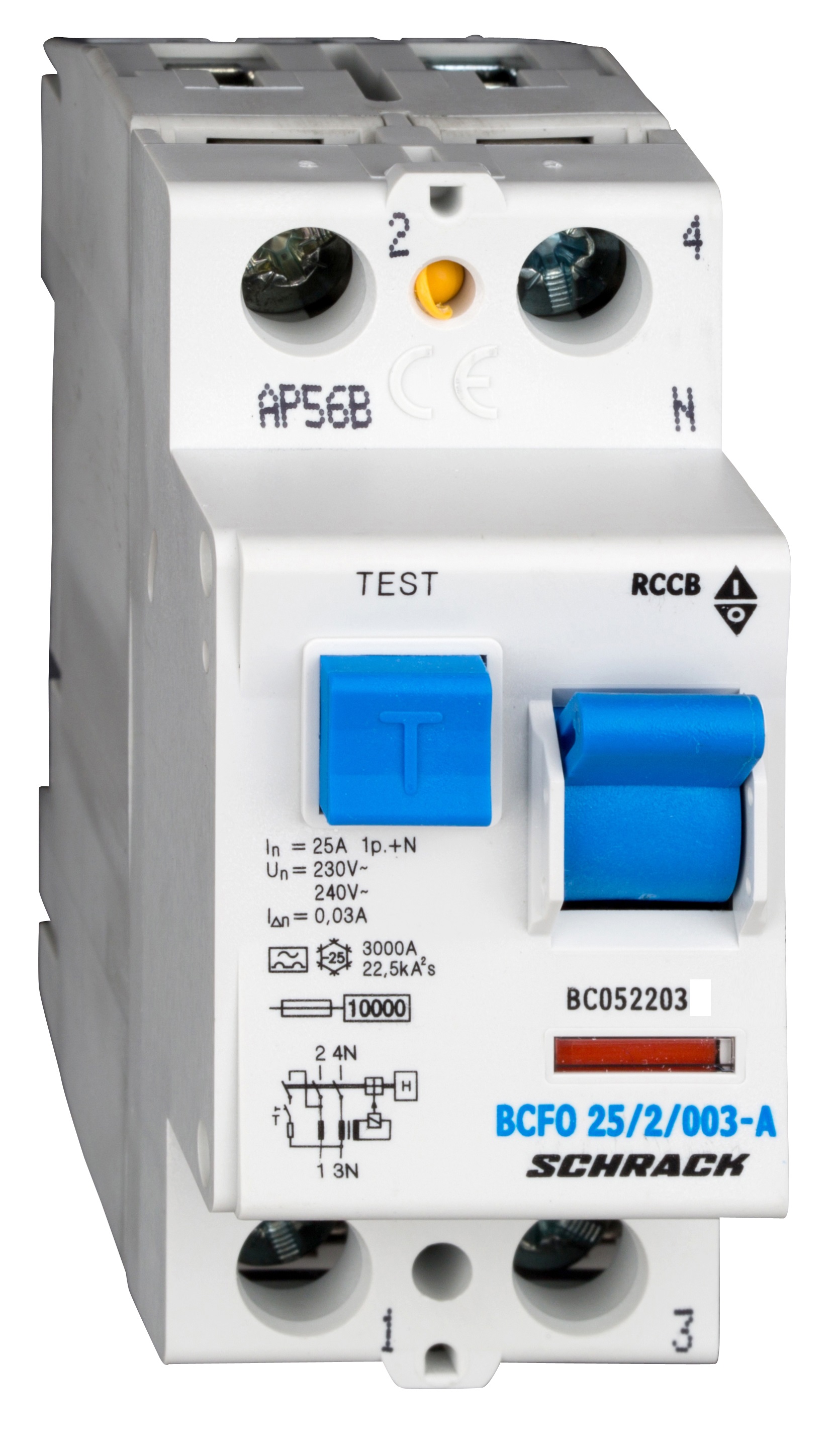 Intrerupator, diferential, schrack, tip a, bipolar, 2p, 25a, 30ma, 10ka