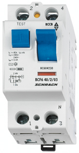 Intrerupator, diferential, schrack, tip a, bipolar, 2p, 40a, 100ma, 10ka