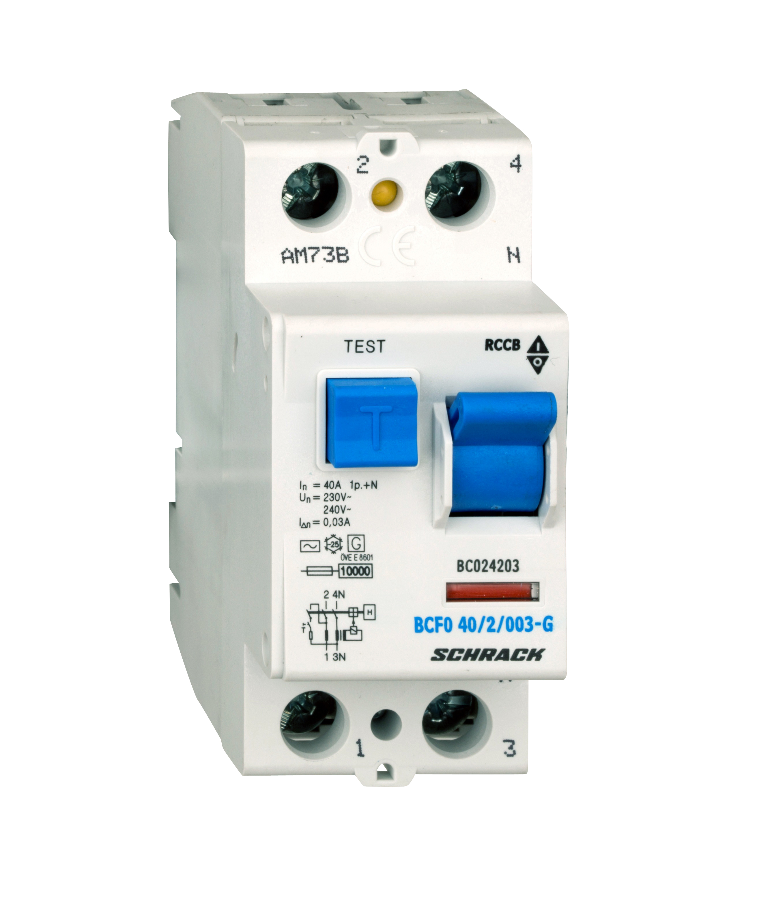 Intrerupator, diferential, schrack, tip ac, bipolar, 2p, 40a, 30ma, 10ka
