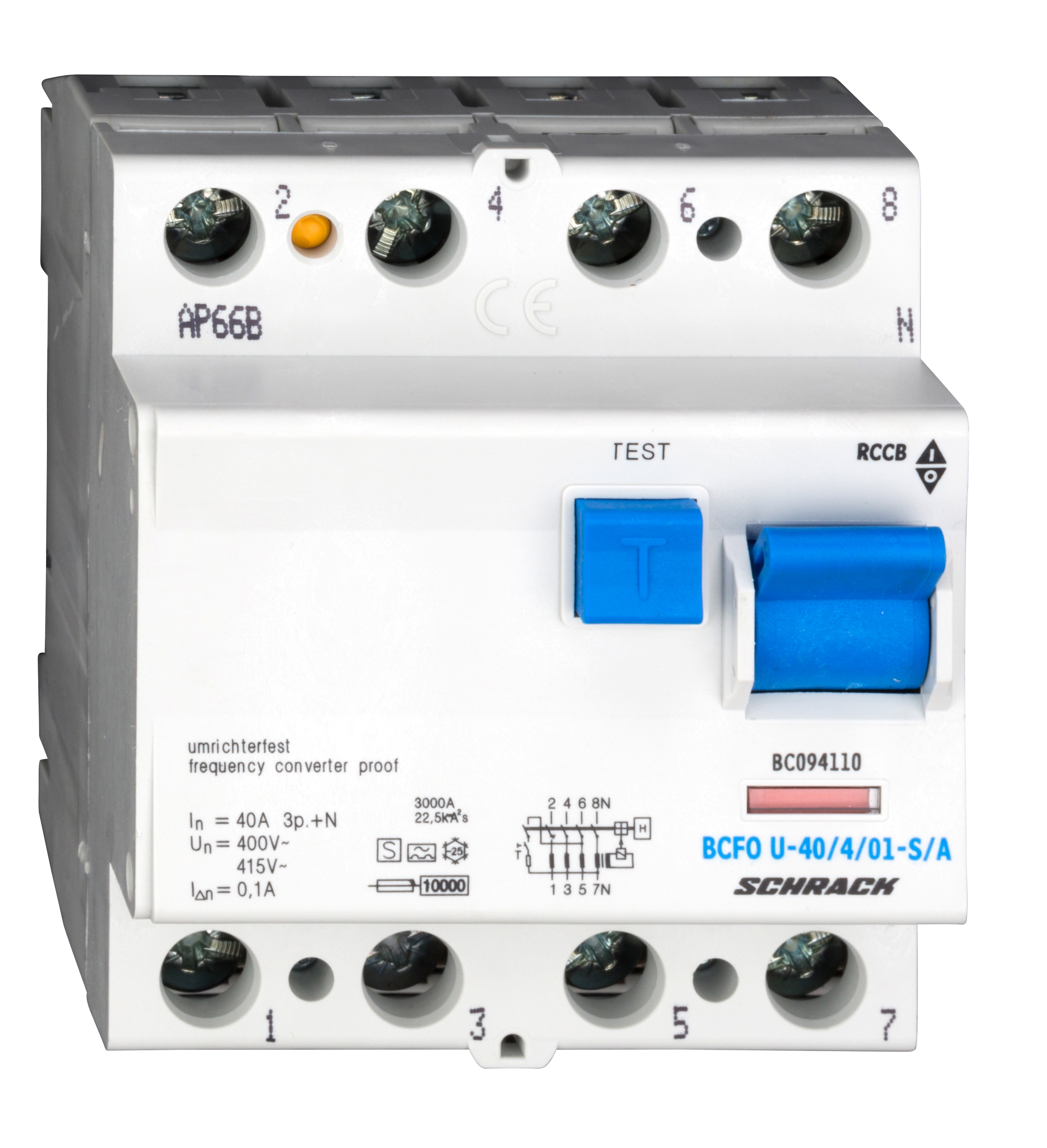 Intrerupator, diferential, schrack, tip a, tetrapolar, 4p, 40a, 100ma, 10ka