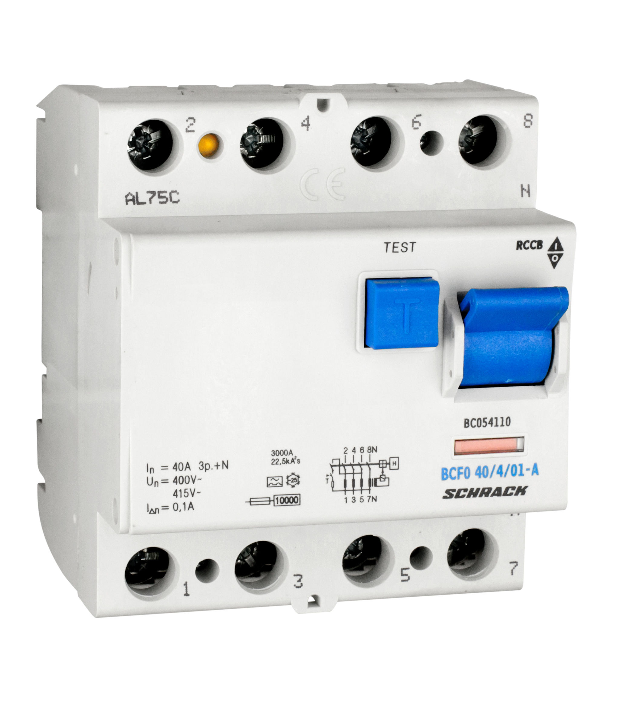Intrerupator, diferential, Schrack, Tip A, Tetrapolar, 4P, 40A, 100mA, 10kA