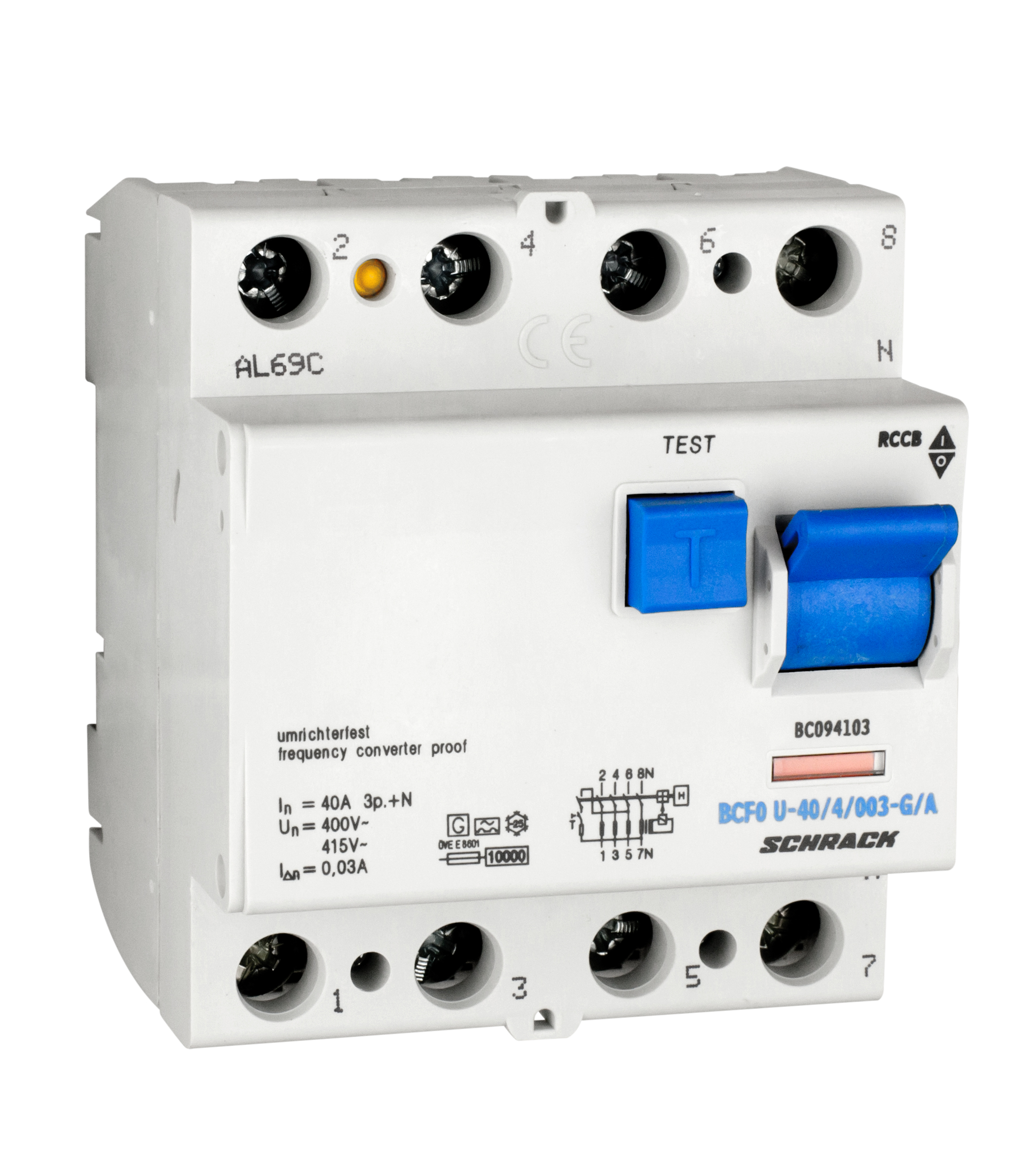 Intrerupator, diferential, schrack, tip a, tetrapolar, 4p, 40a, 30ma, 10ka
