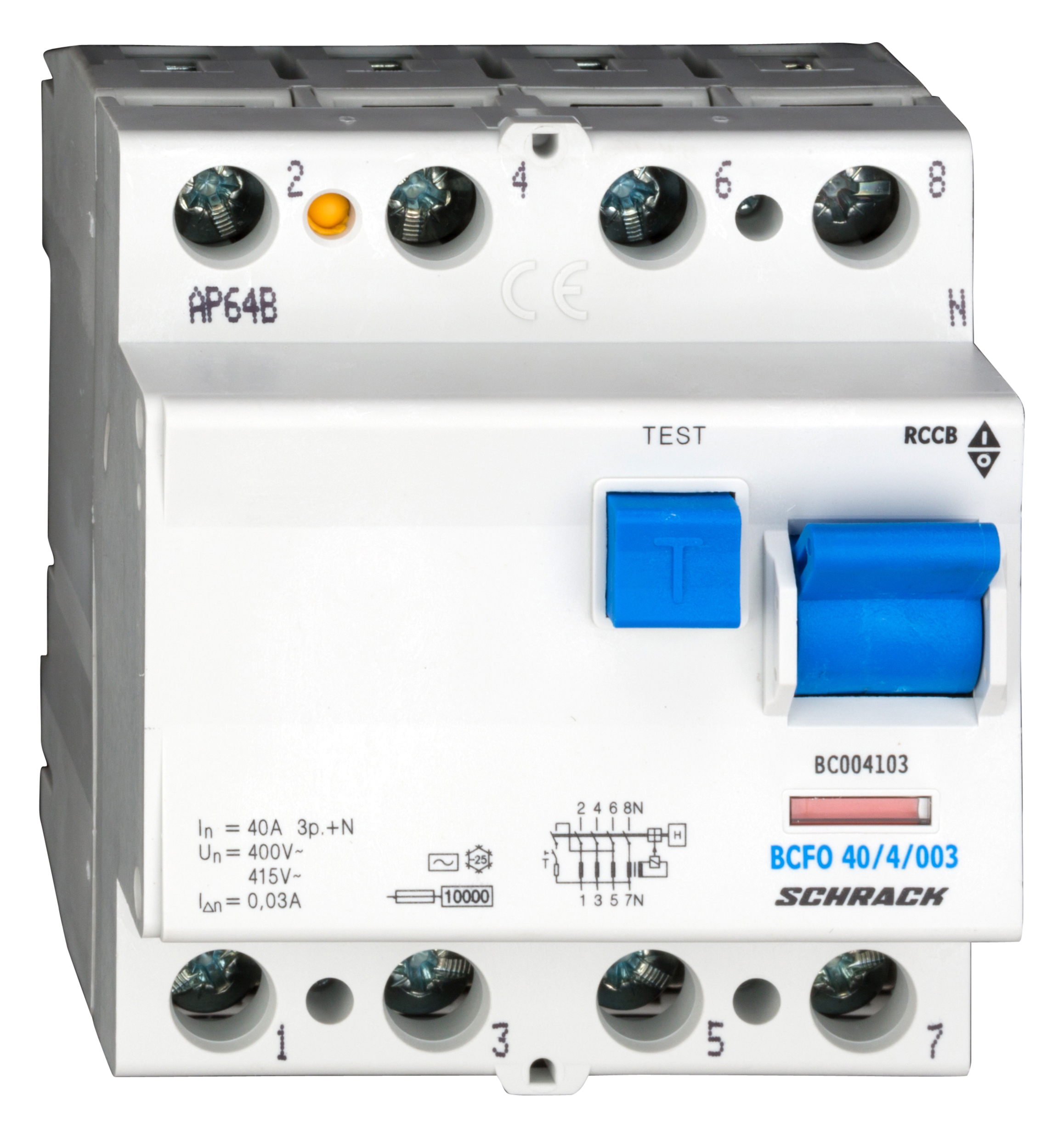 Intrerupator, diferential, schrack, tip a, tetrapolar, 4p, 40a, 30ma, 10ka