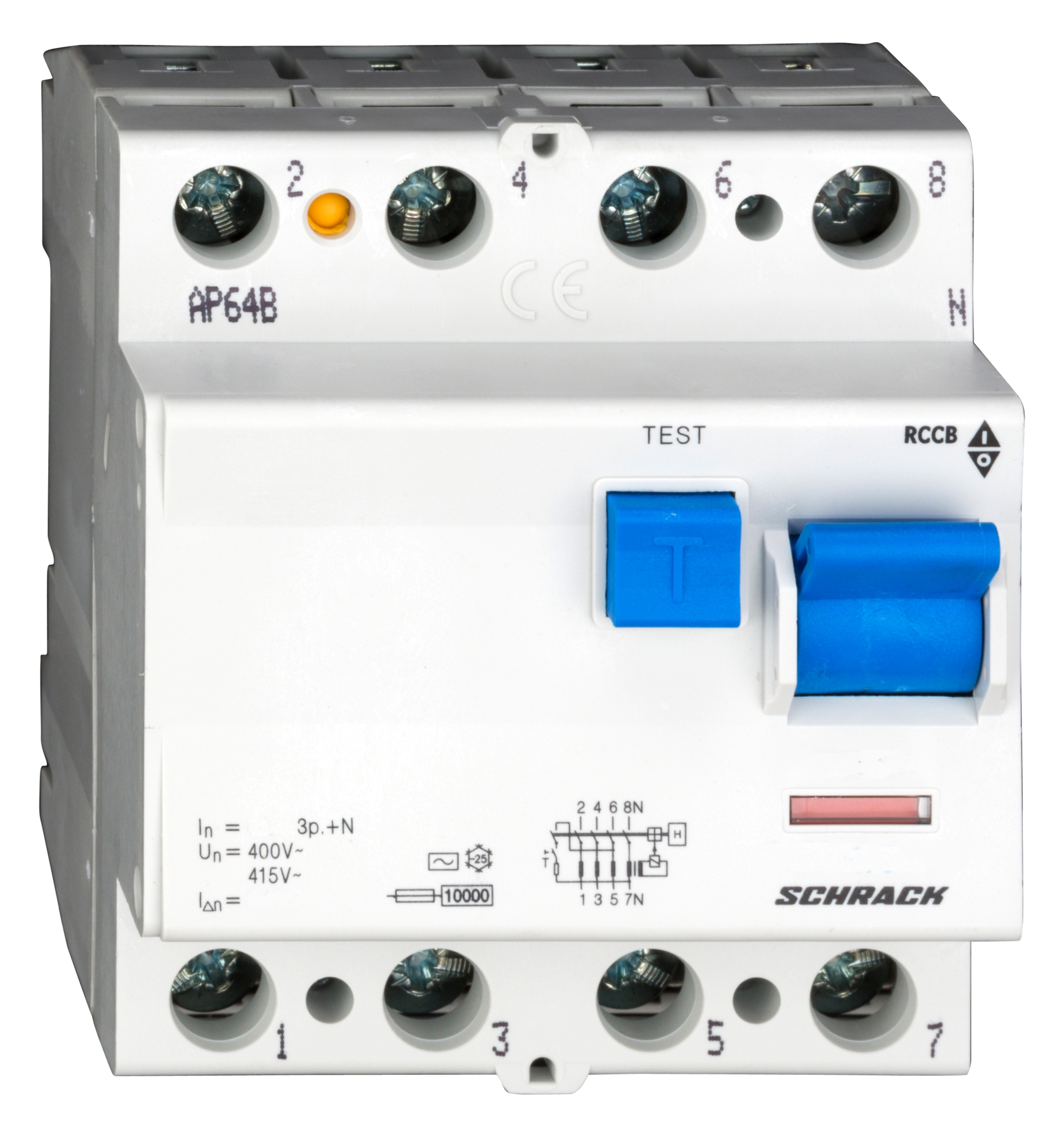 Intrerupator, diferential, schrack, tip a, tetrapolar, 4p, 63a, 100ma, 10ka