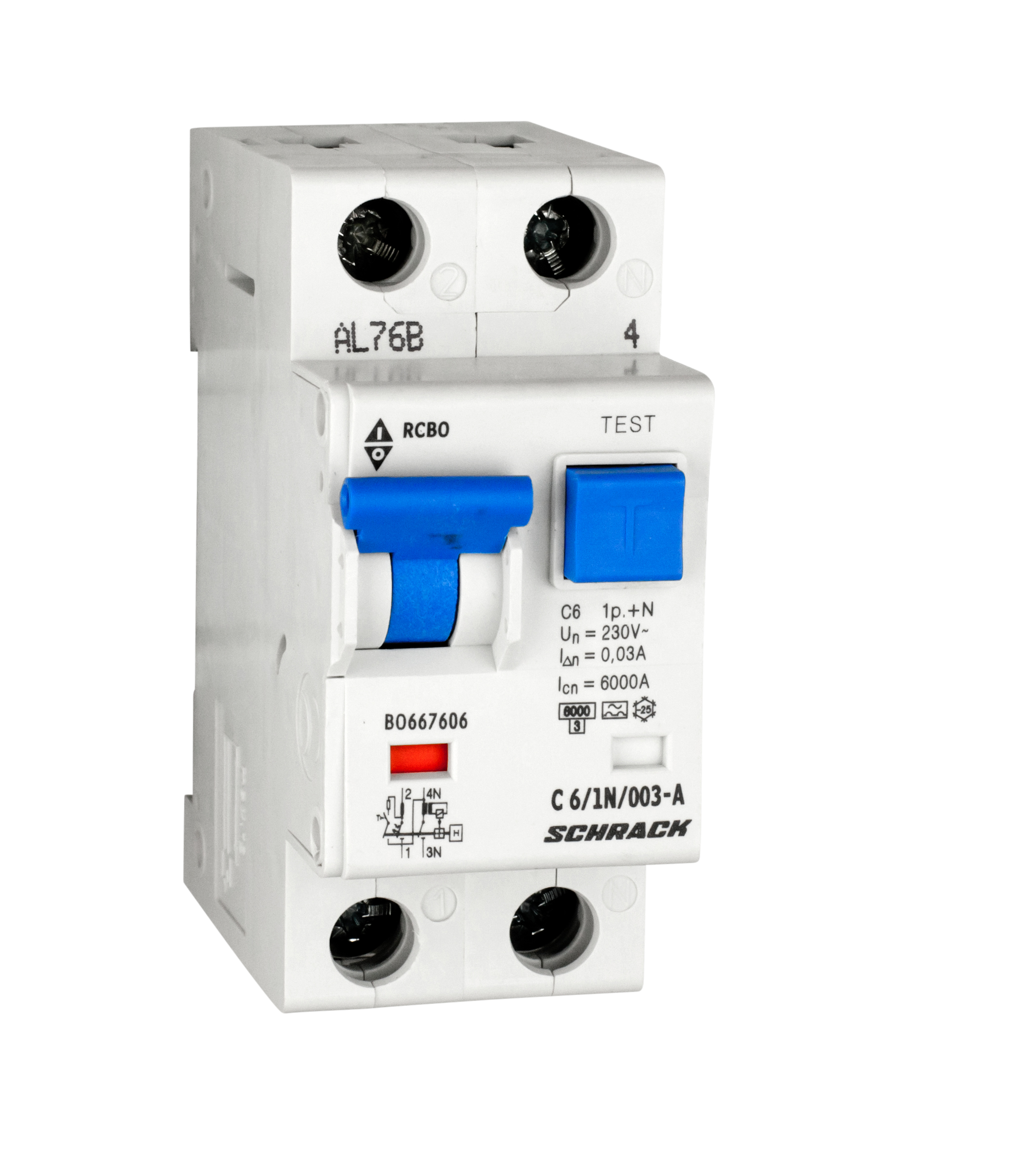Intrerupator, automat, diferential, schrack, tip a, bipolar, 1p+n, curba c, 6a, 30ma, 6ka