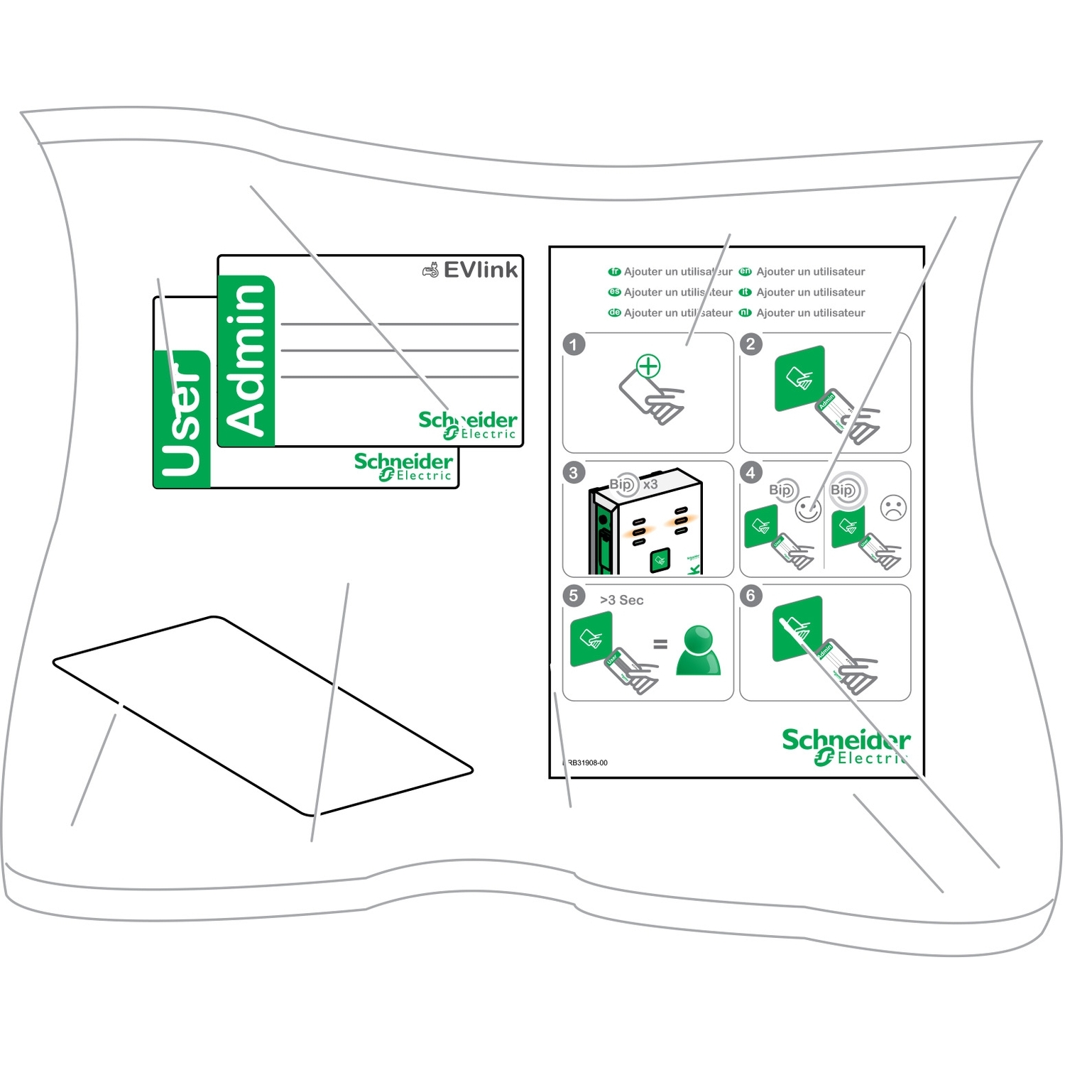 Pachet 10 carduri RFID, Schneider, EVP1BNS+B30B36B2:B29B2:B3B2:B70