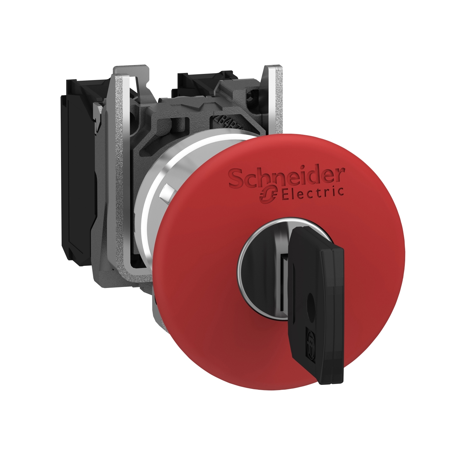 Red Ø40 Emergency stop, switching off Ø22 latching key release 1NC, Schneider, XB4BS9442