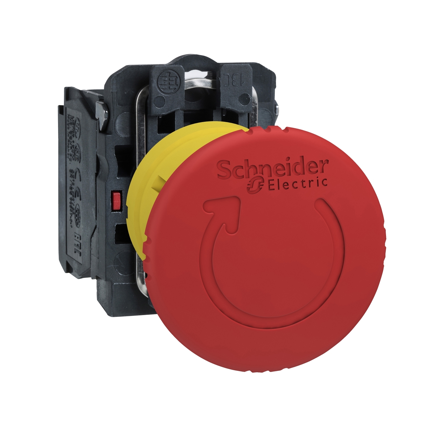 red Ø40 Emergency stop, switching off pushbutton Ø22 latching turn release 1NC, Schneider, XB5AS8442