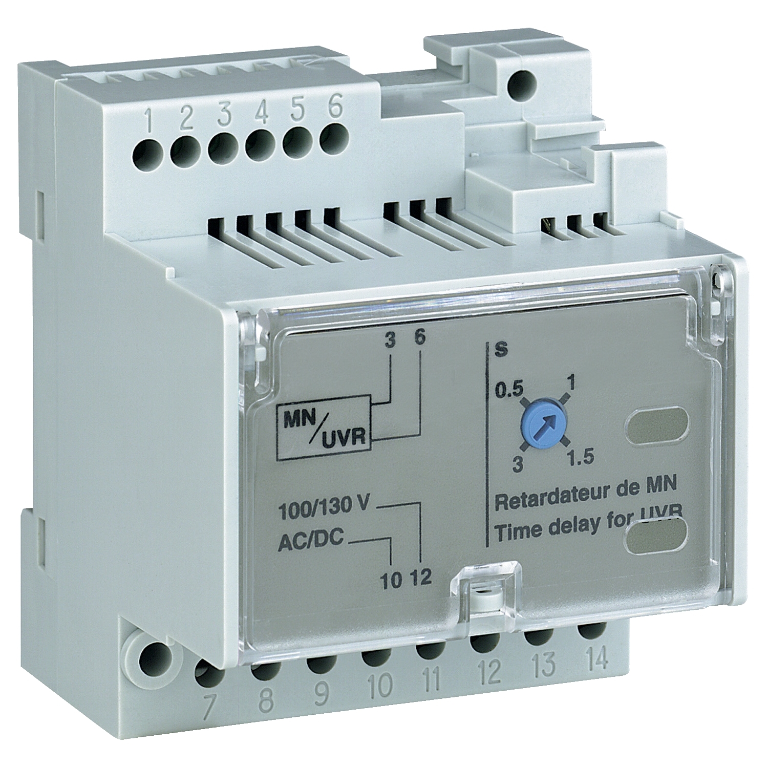 Releu de timp reglabil - pentru bobina de minima tensiune MN - 100/130V c.a./c.c. - piesa de schimb Schneider LV833681SP 