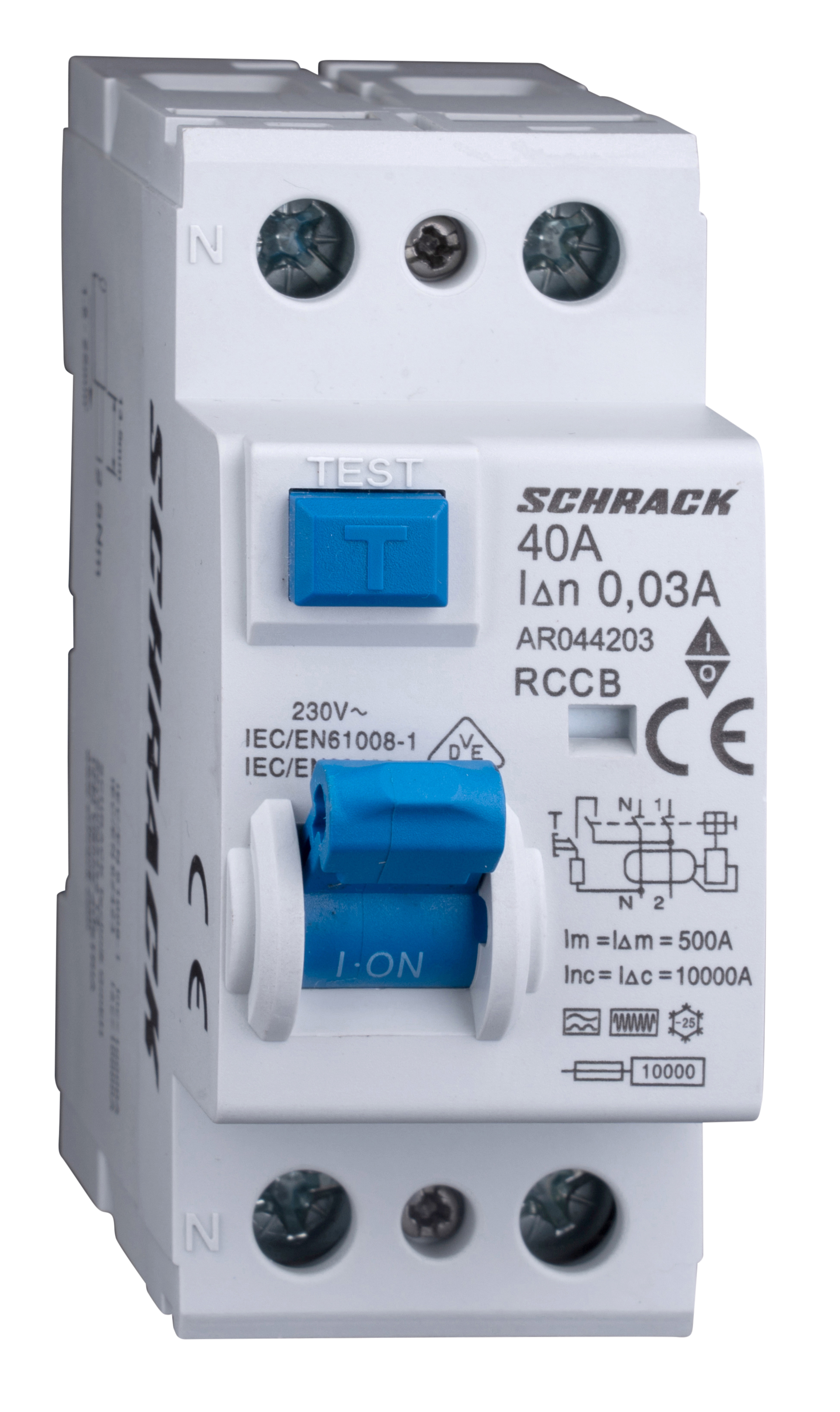 Intrerupator, diferential, schrack, rccb, tip f, bipolar, 2p, 40a, 30ma, 10ka