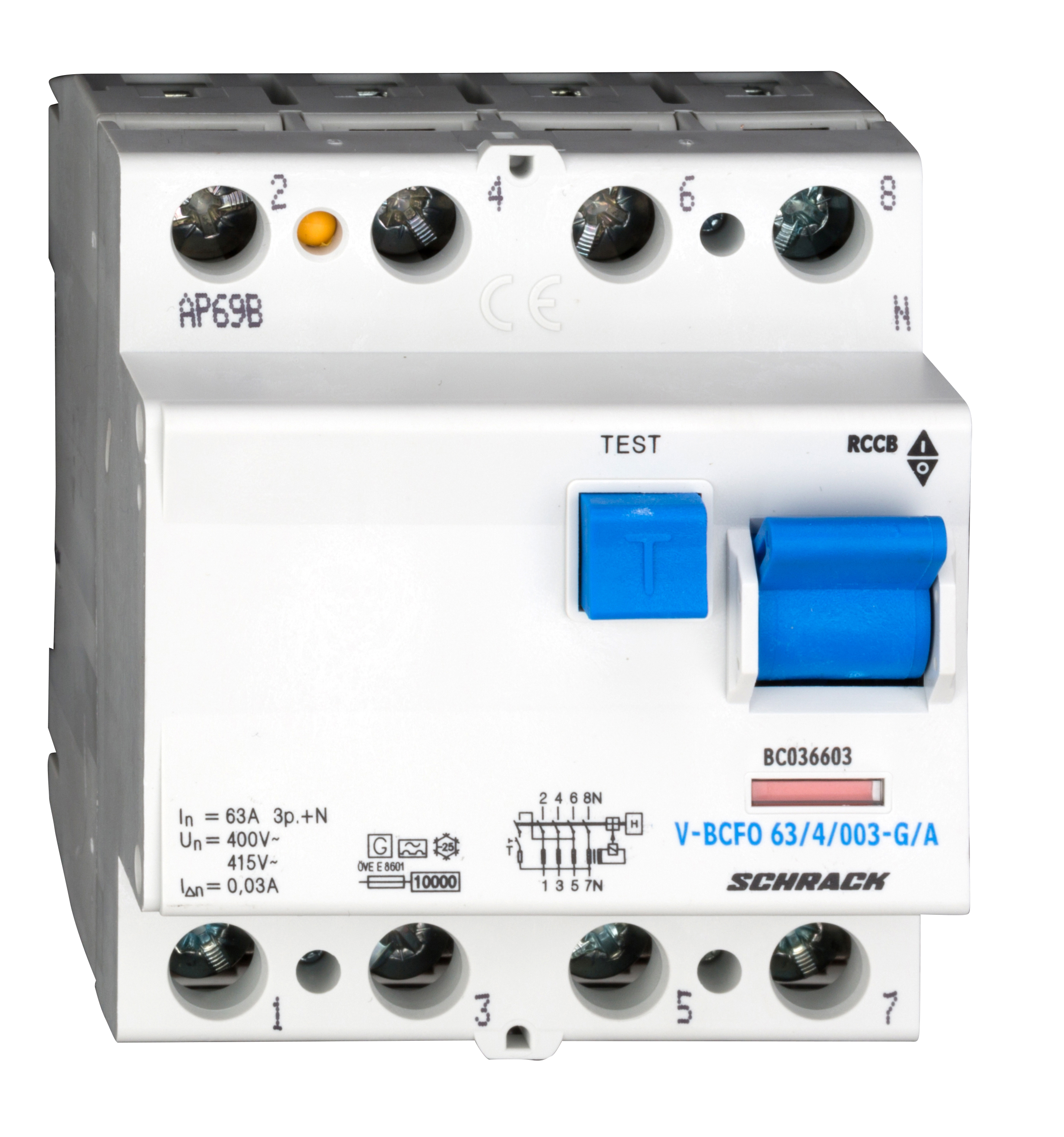 Intrerupator, diferential, schrack, tip a, g, v, tetrapolar, 4p, vsf, 63a, 30ma, 10ka