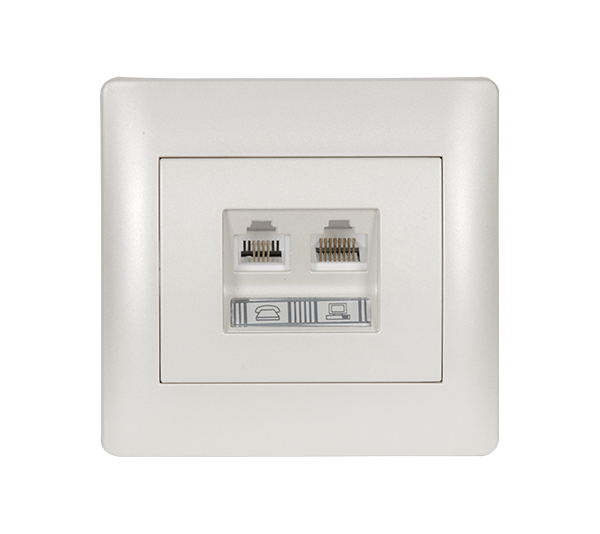 Priza date Elmark Rhyme RJ11 + RJ45 Alb metalizat 11731