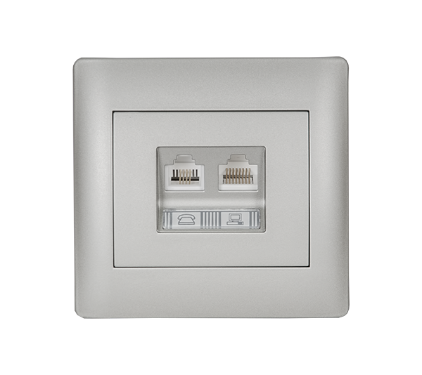 Priza date Elmark Rhyme RJ11 + RJ45 Argintiu metalizat 11734