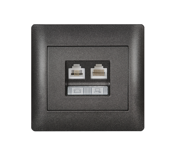 Priza date Elmark Rhyme RJ11 + RJ45 Negru metalizat 11735