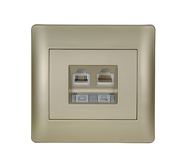 Priza date Elmark Rhyme RJ11 + RJ45 Sampanie metalizat 11732