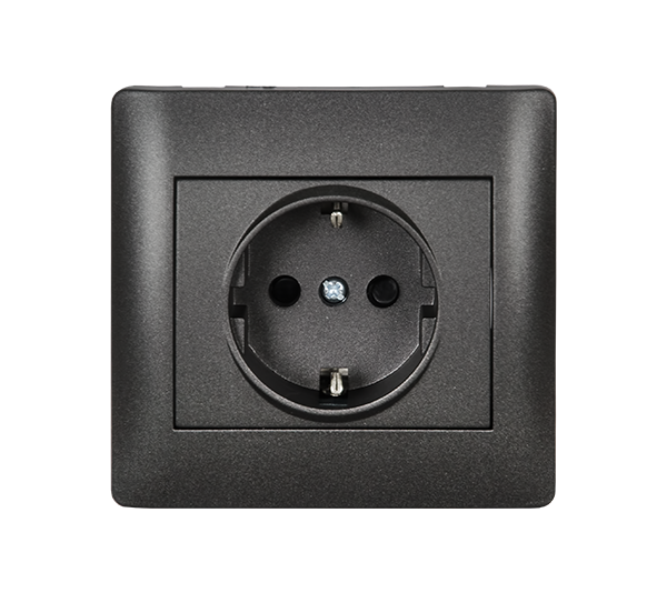 Priza schuko Elmark Rhyme Negru metalizat 11215