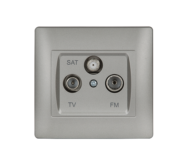 Priza TV + FM + SAT Elmark Rhyme Argintiu metalizat 11684
