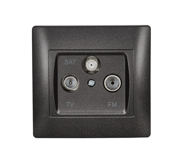 Priza TV + FM + SAT Elmark Rhyme Negru metalizat 11685