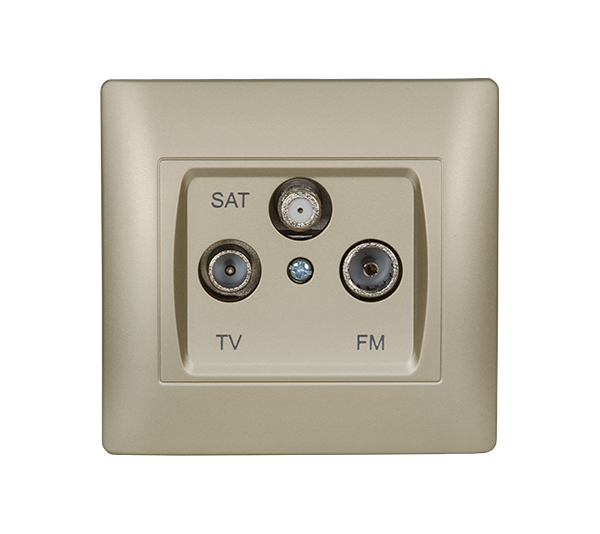 Priza TV + FM + SAT Elmark Rhyme Sampanie metalizat 11682