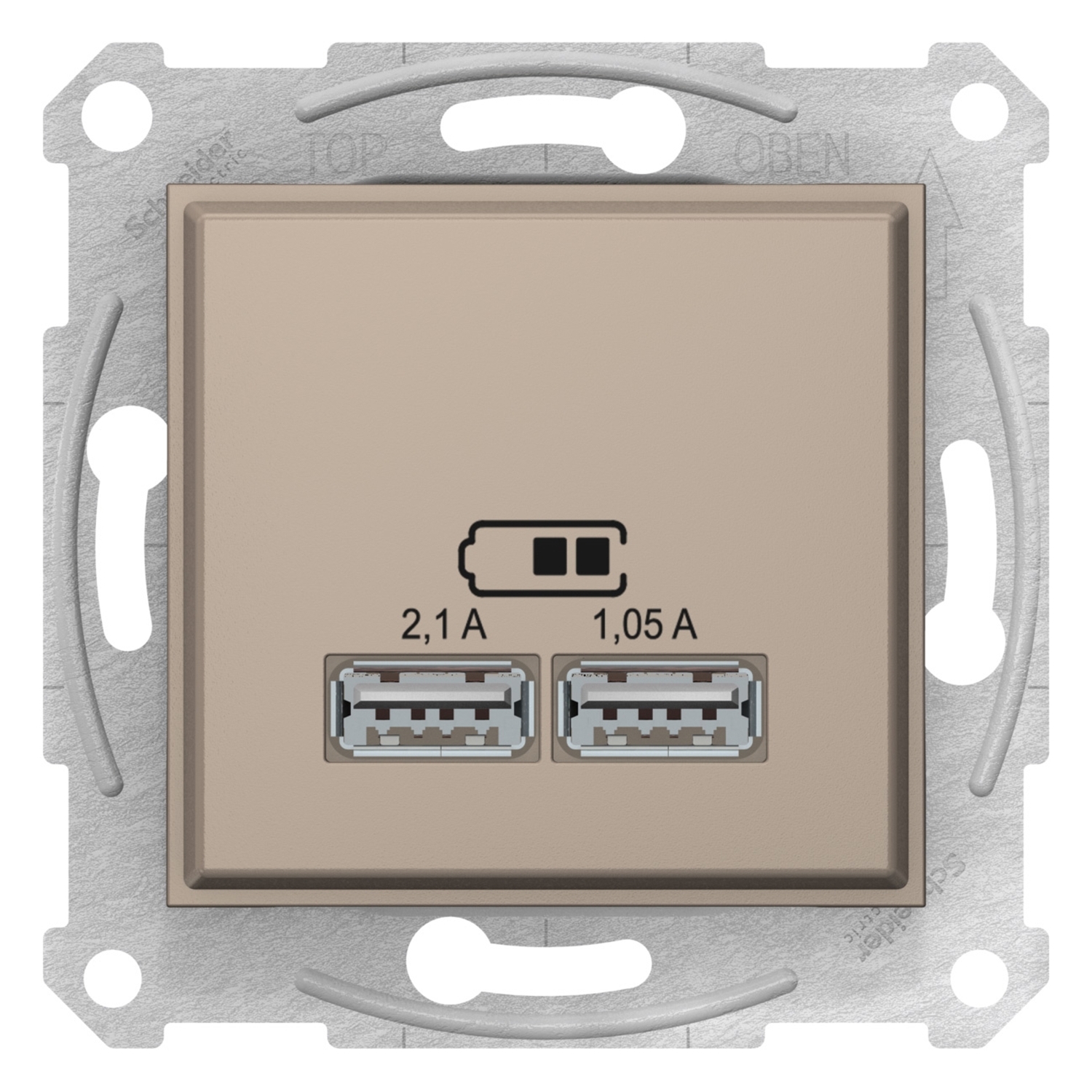 Incarcator Dublu USB Schneider Sedna 2.1 A Titaniu SDN2710268