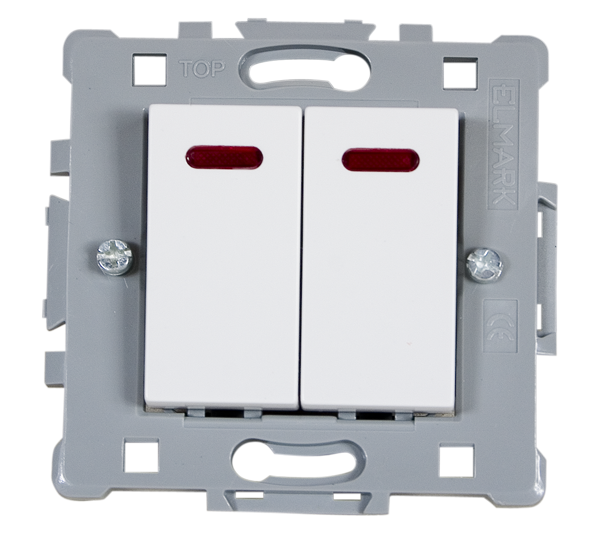 Splendor Intrerupator dublu Alb cu LED Elmark 0612