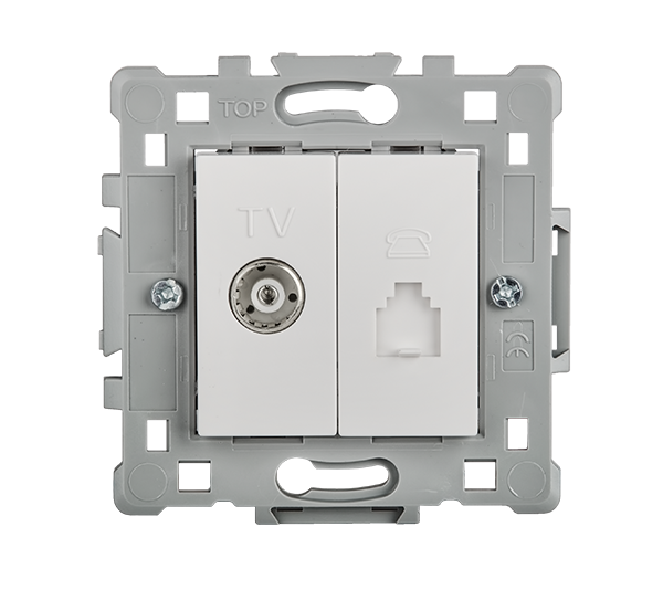 Splendor Priza RJ11 + TV Alb Elmark 0648