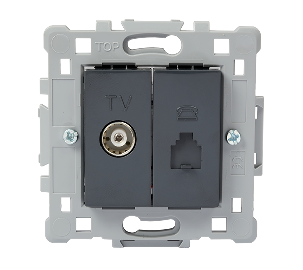 Splendor Priza RJ11 + TV Negru Elmark 1648