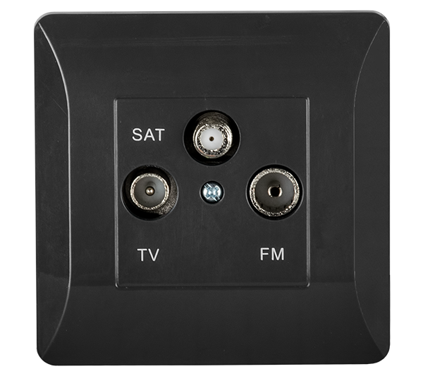 Splendor Priza TV + FM + SAT Negru Elmark 1668